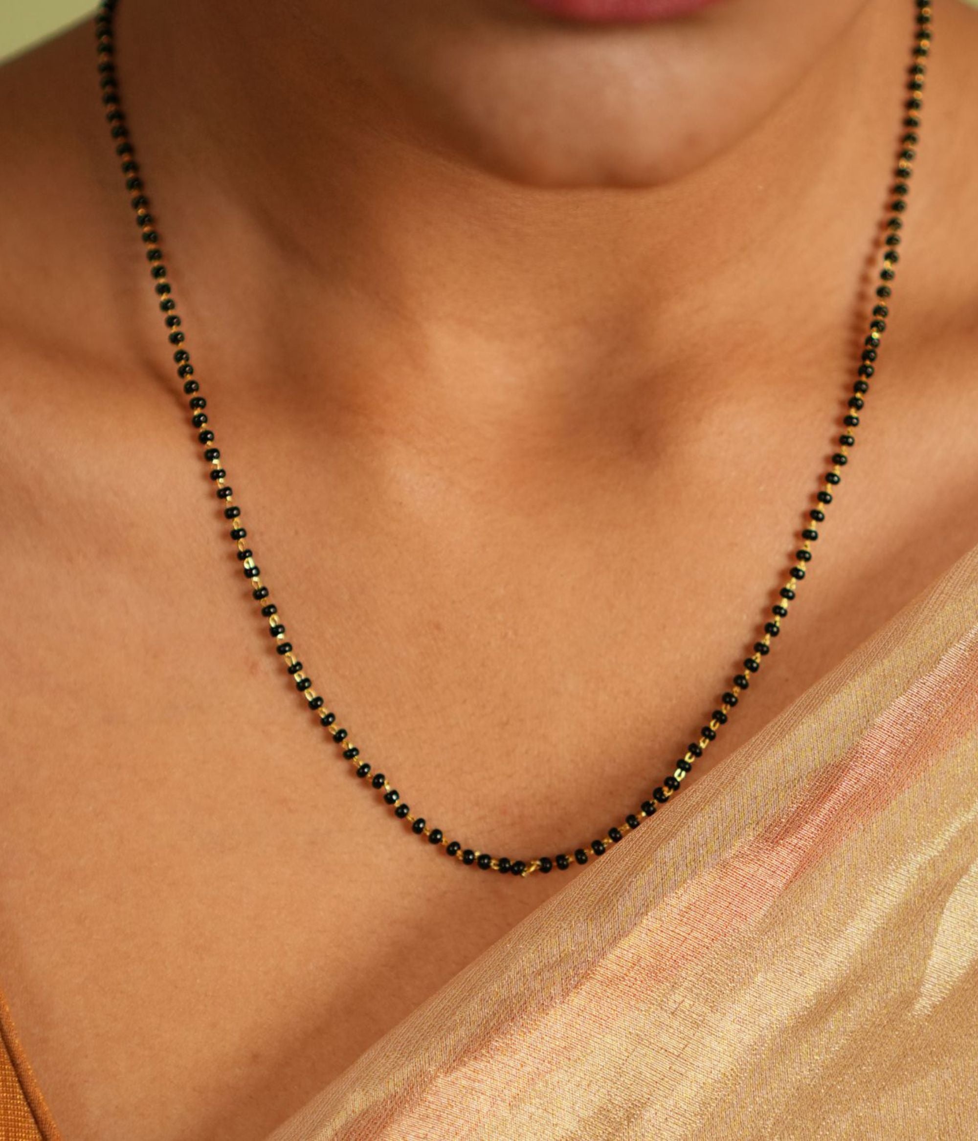Daeva Silver Mangalsutra with black beads and dual length