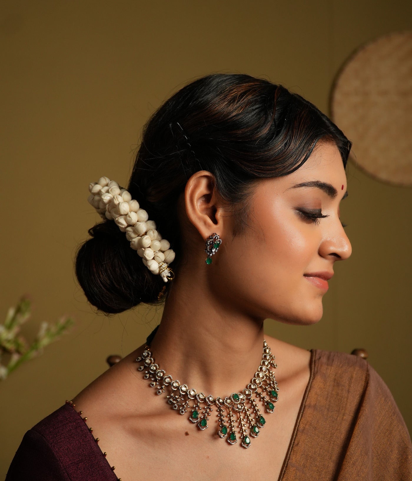 Gold plated silver earrings with CZ and green stones