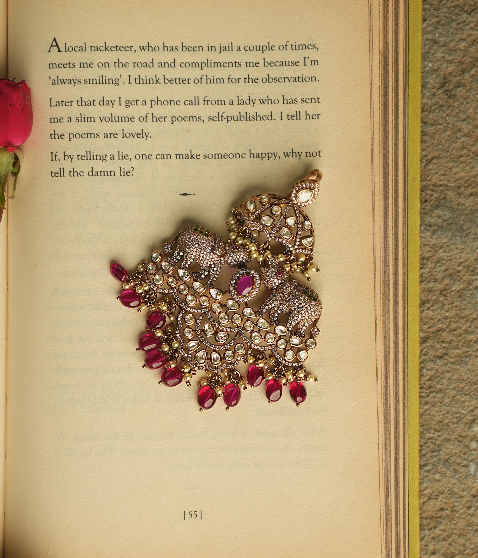 Handmade Antique Finish Pendant with Pink Garnet