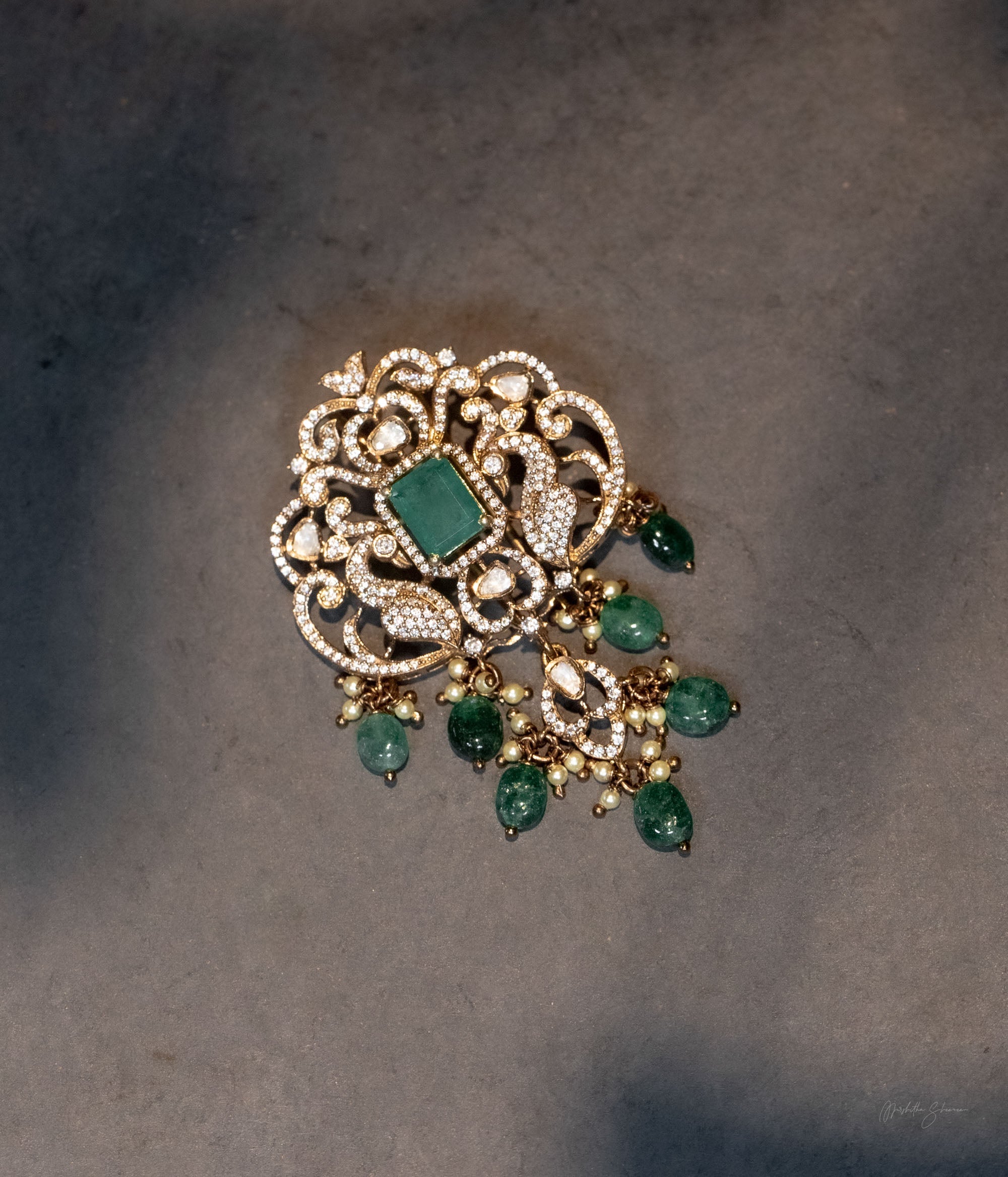 Dhaka Victorian Hair Accessory in 92.5 Silver Antique Gold Plated