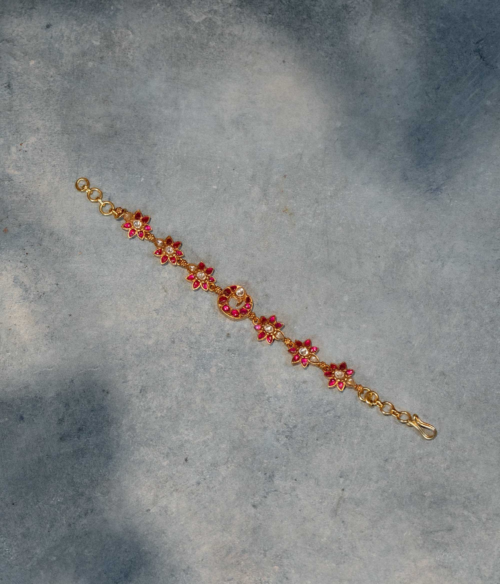 Dhanu Kundan Bracelet in 92.5 Silver and 22ct Gold Plated Finish
