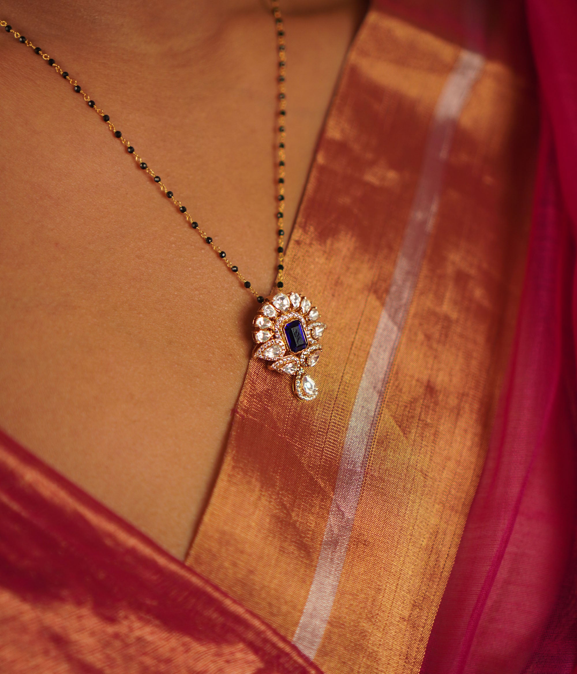 Dhanvi Mangalsutra Pendant in 92.5 Silver with Antique Gold Finish