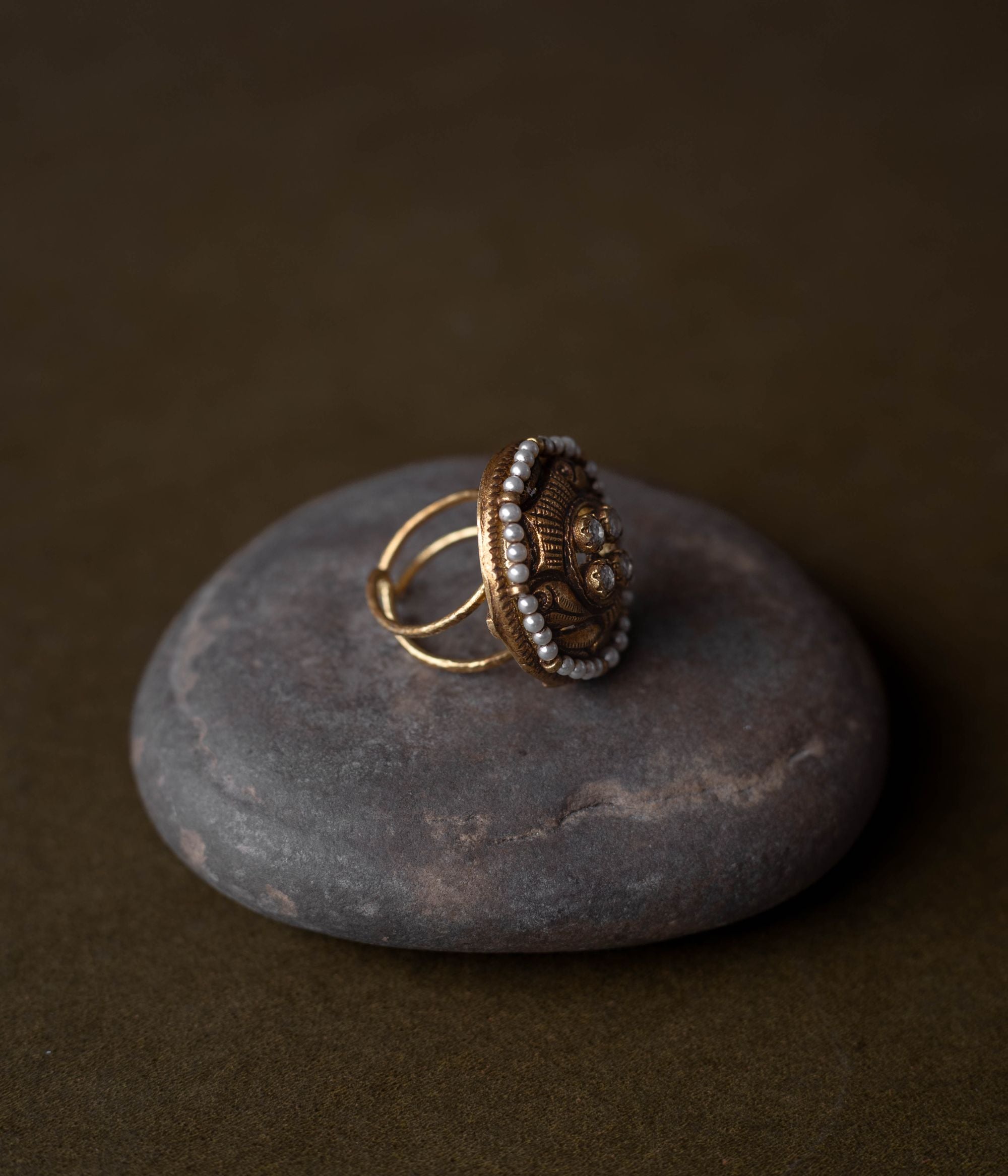 DivasMantra traditional kundan ring handmade in sterling silver