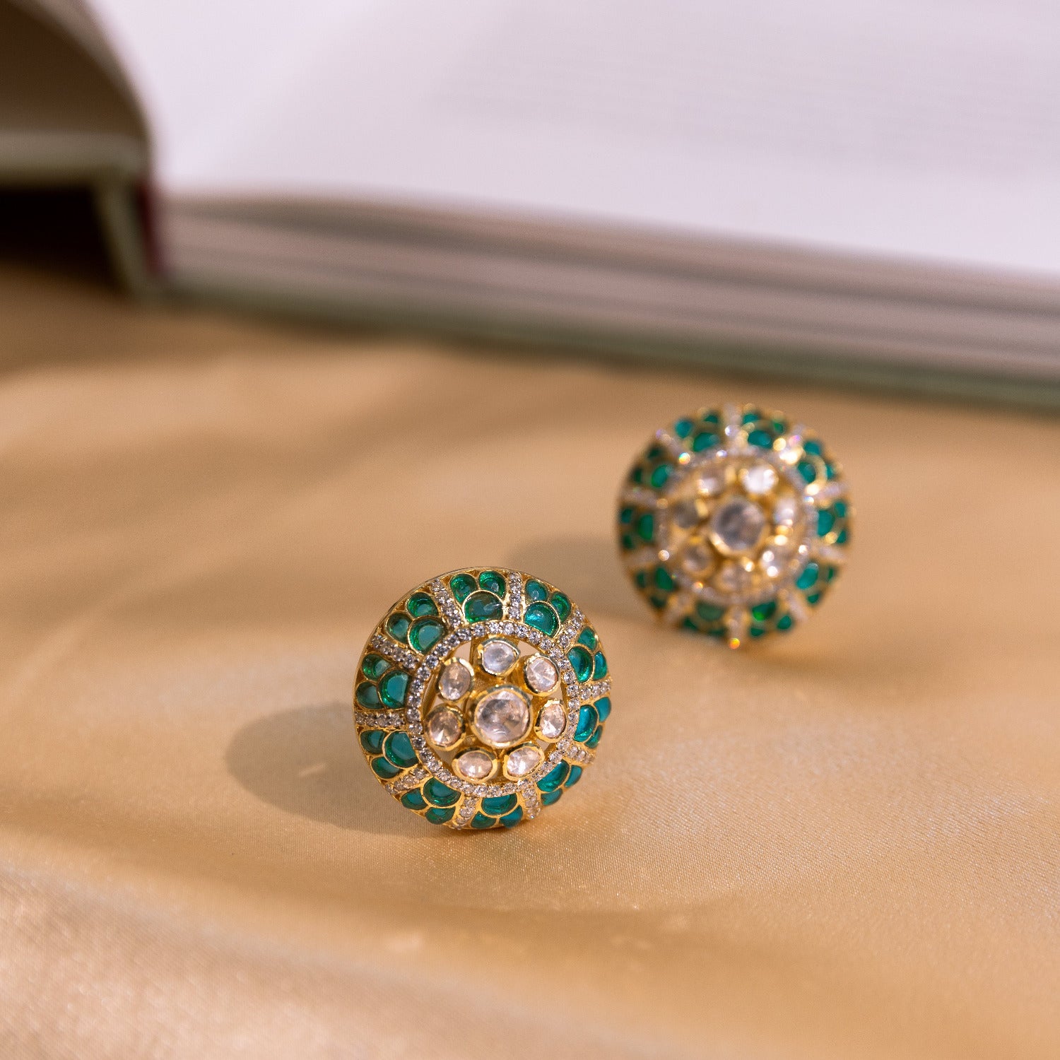 Dhiksha Bluish Green Moissonite Earrings