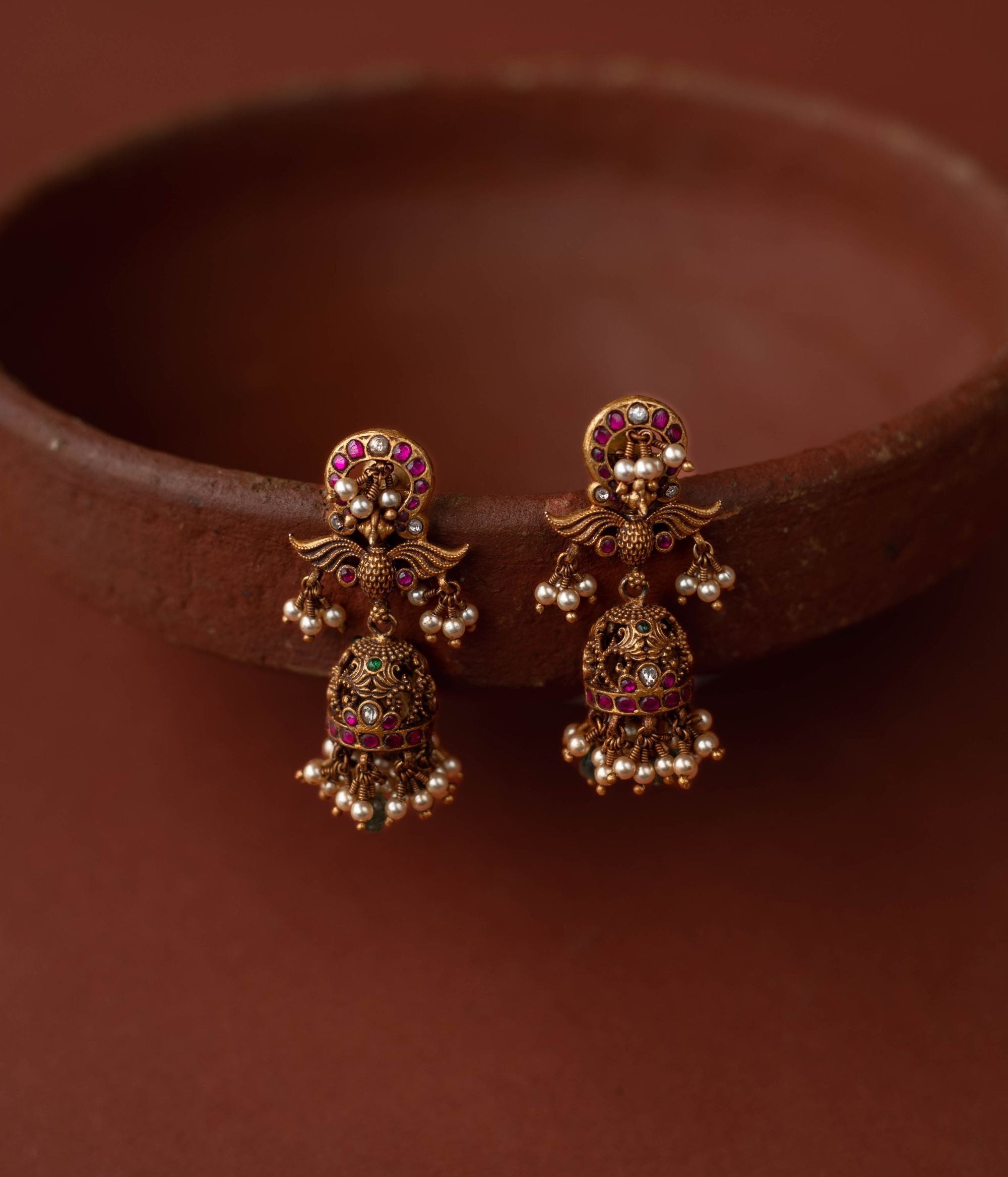 Traditional silver earrings Chennai wedding wear