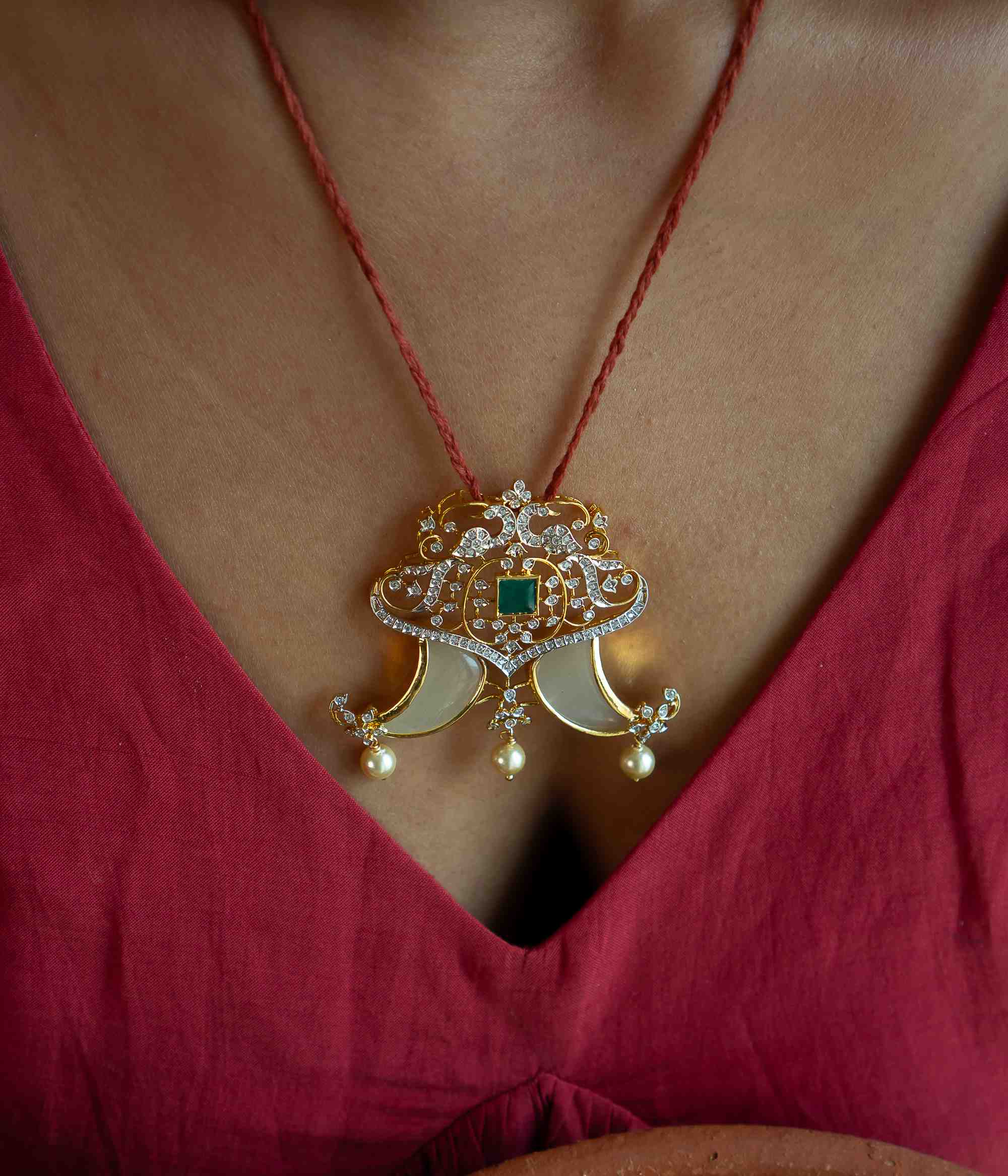 DivasMantra Eden Pendant with sterling silver and elegant stones