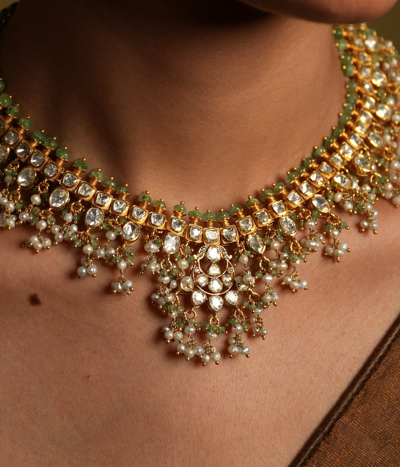 DivasMantra handcrafted silver and pearl necklace