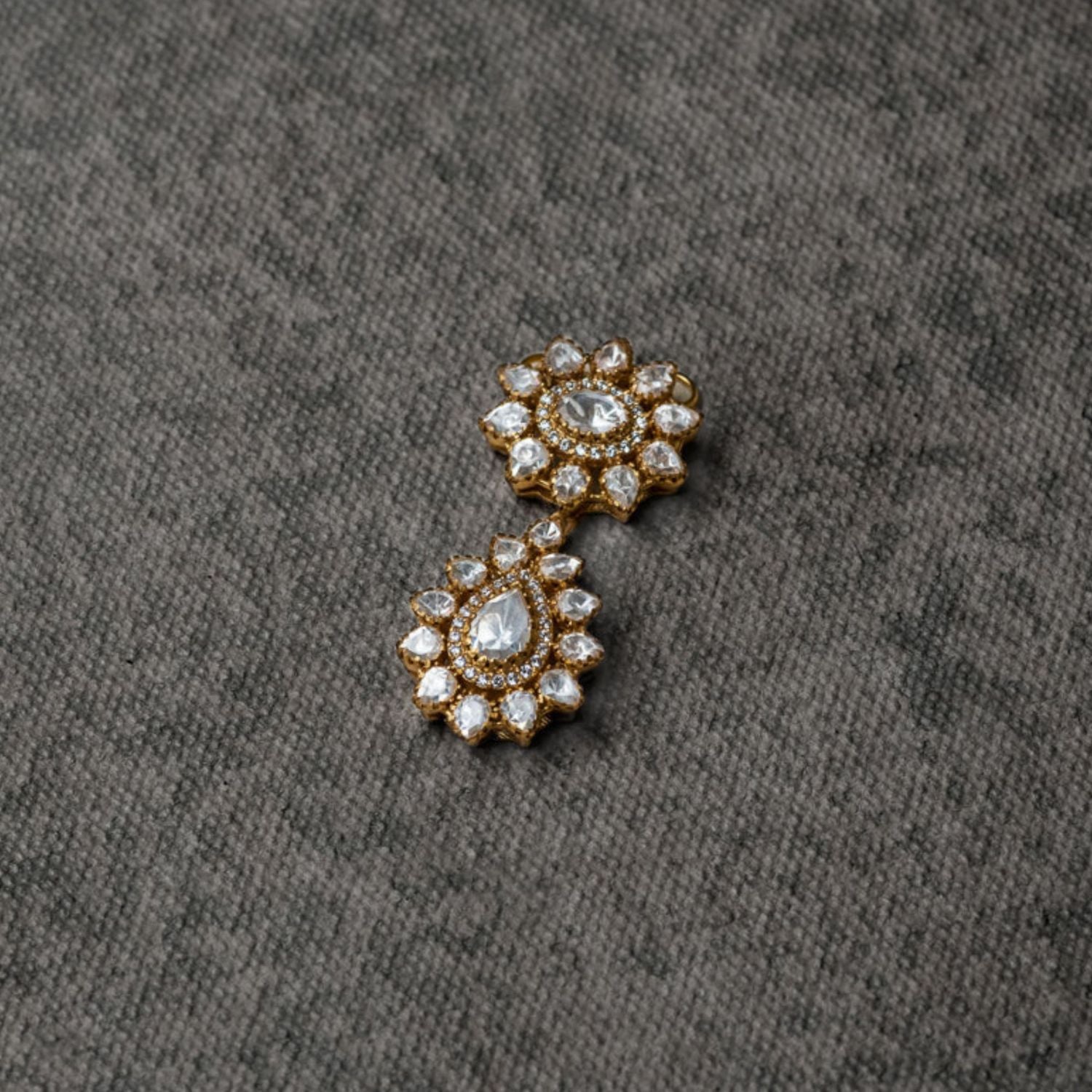 Elisa Pendant with Moissanite Polki and CZ Stones in 92.5 Sterling Silver