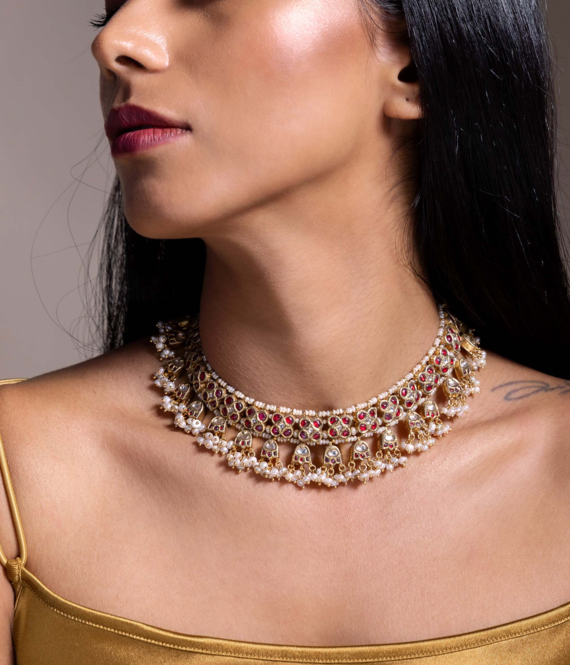 DivasMantra Emerlyn Silver Necklace with White Sapphire for Women