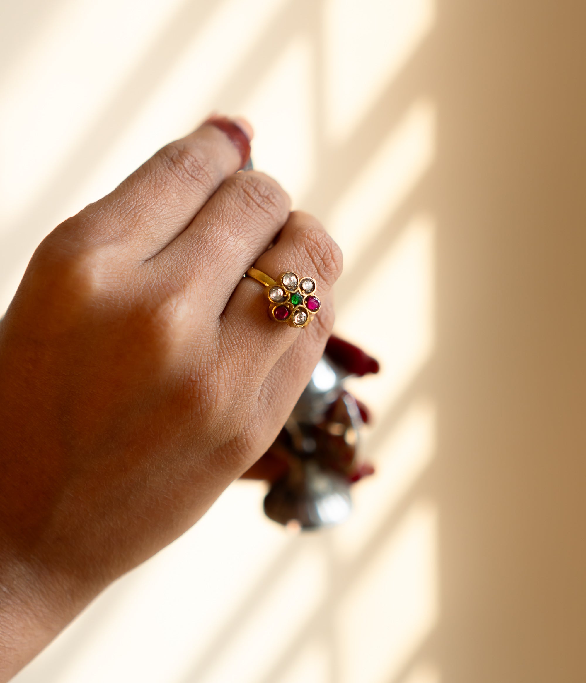 Adjustable 92.5 Silver Ring with 22ct Gold Plating