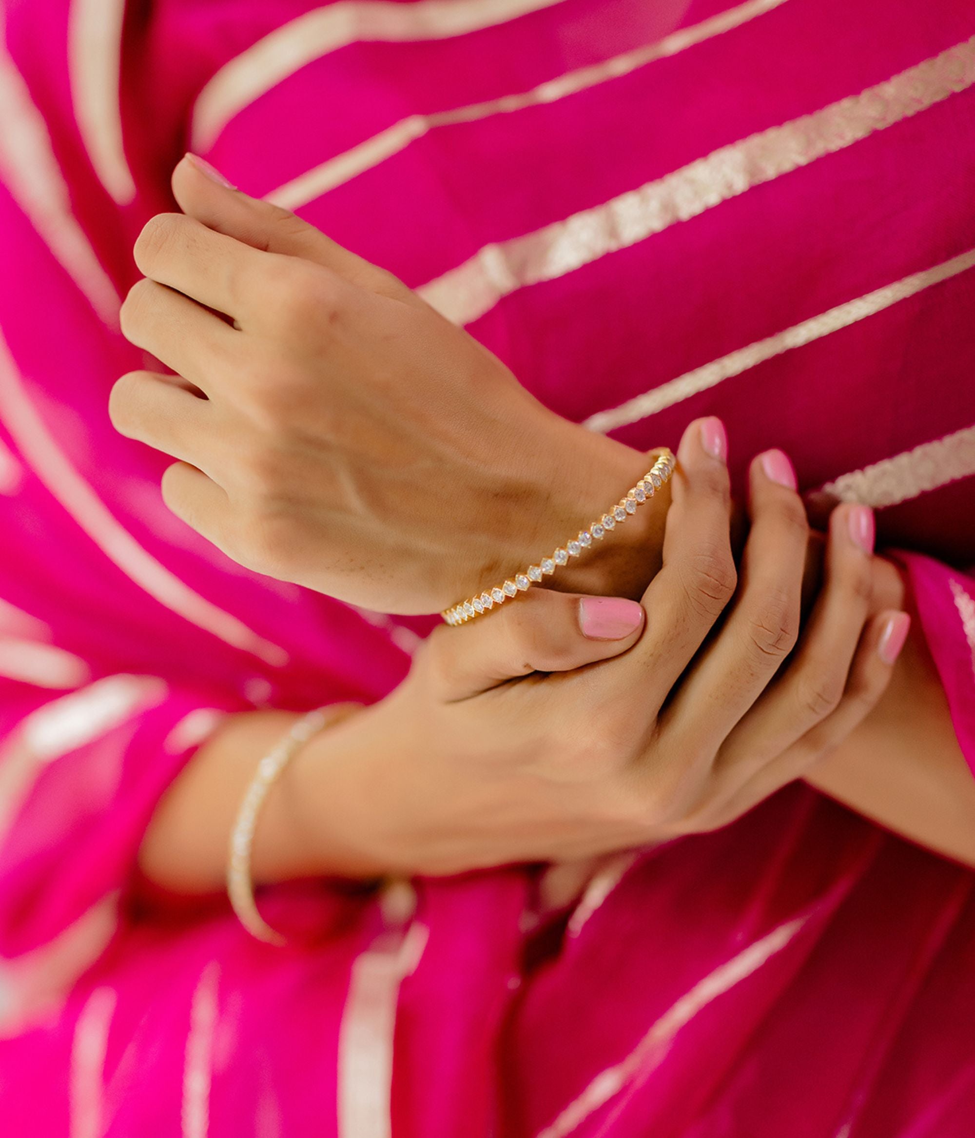 Handcrafted Escani Stone Bangle in 92.5 Sterling Silver