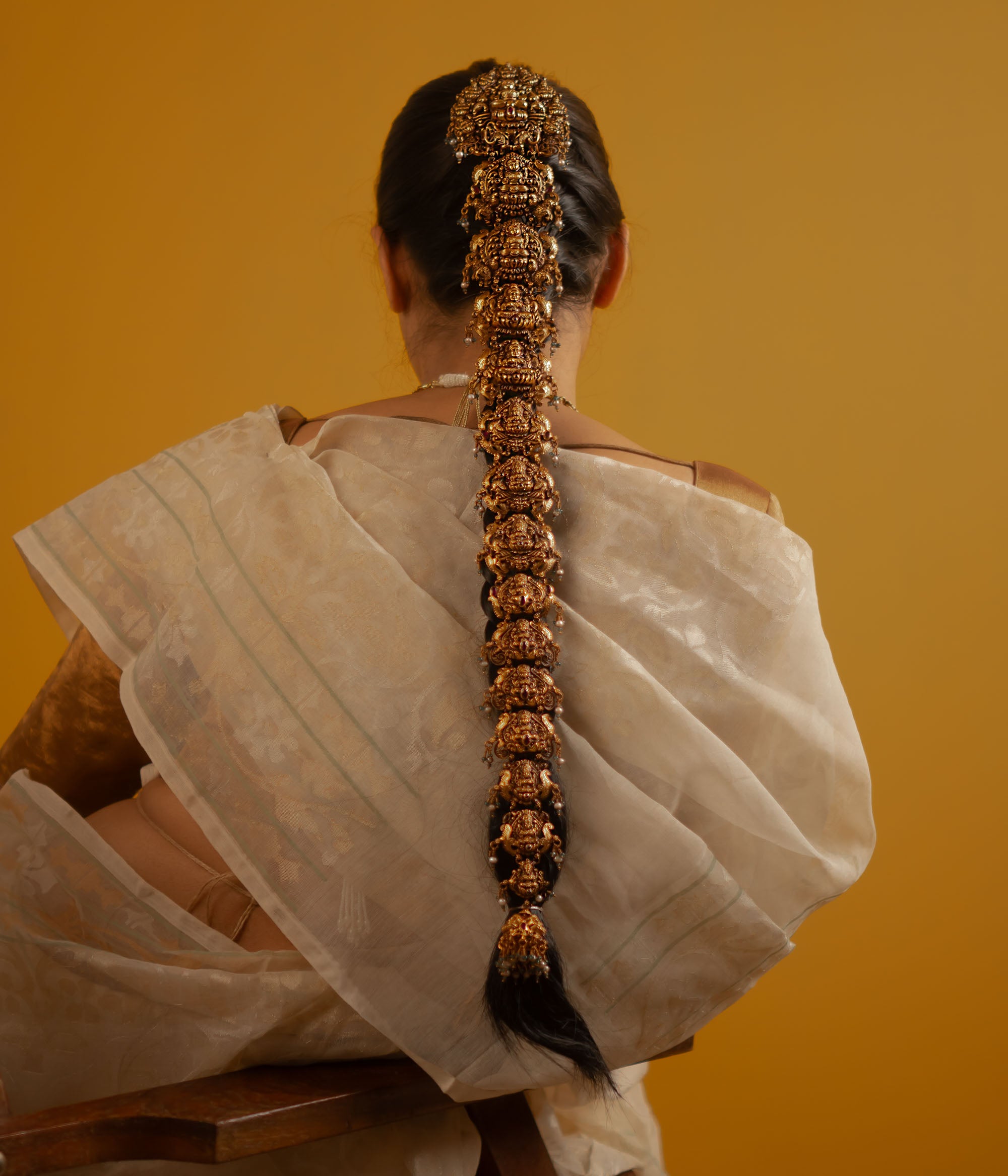 Traditional Bridal Jada with Pearls and Kundan Stones Chennai