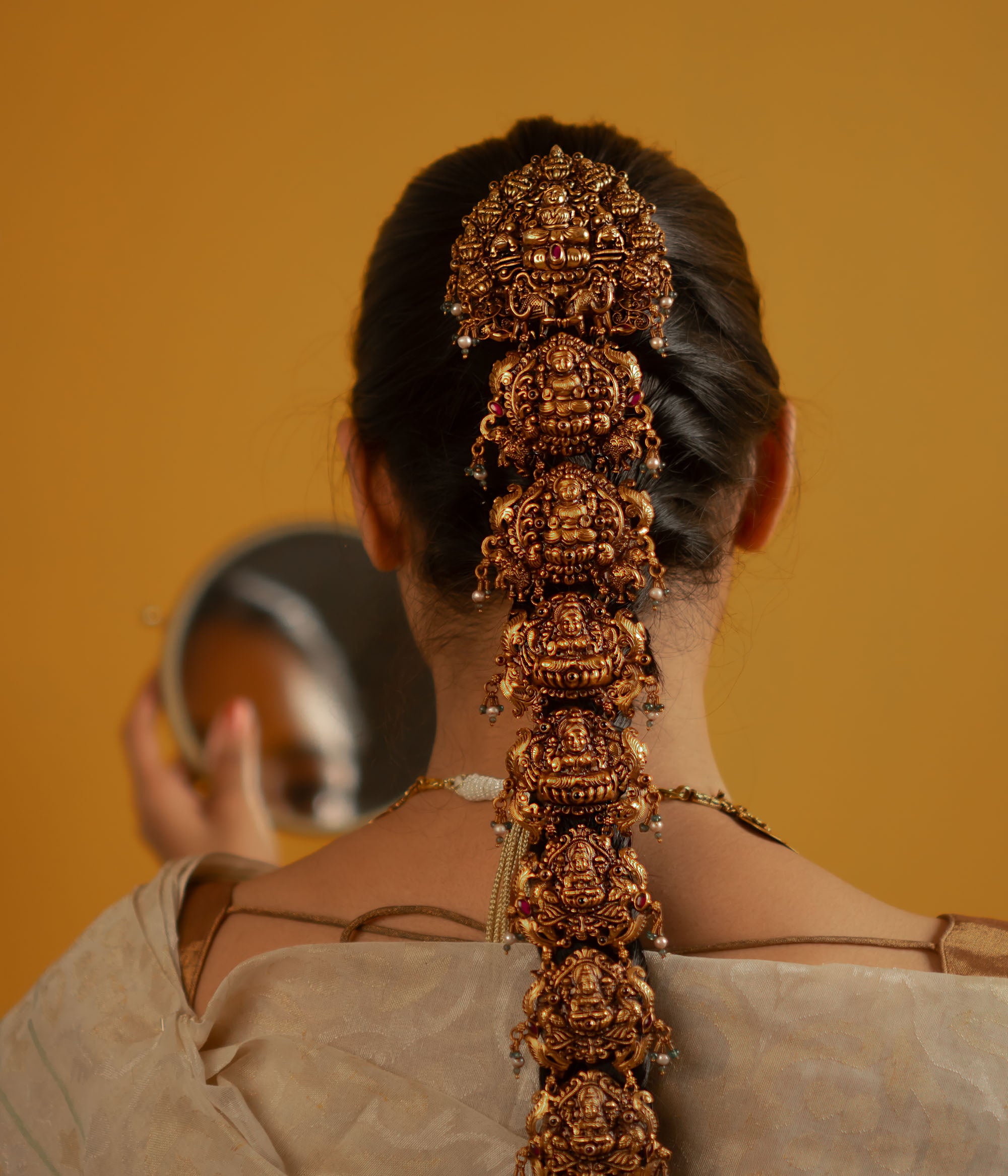 Handmade Silver Jada Hair Ornament for Weddings