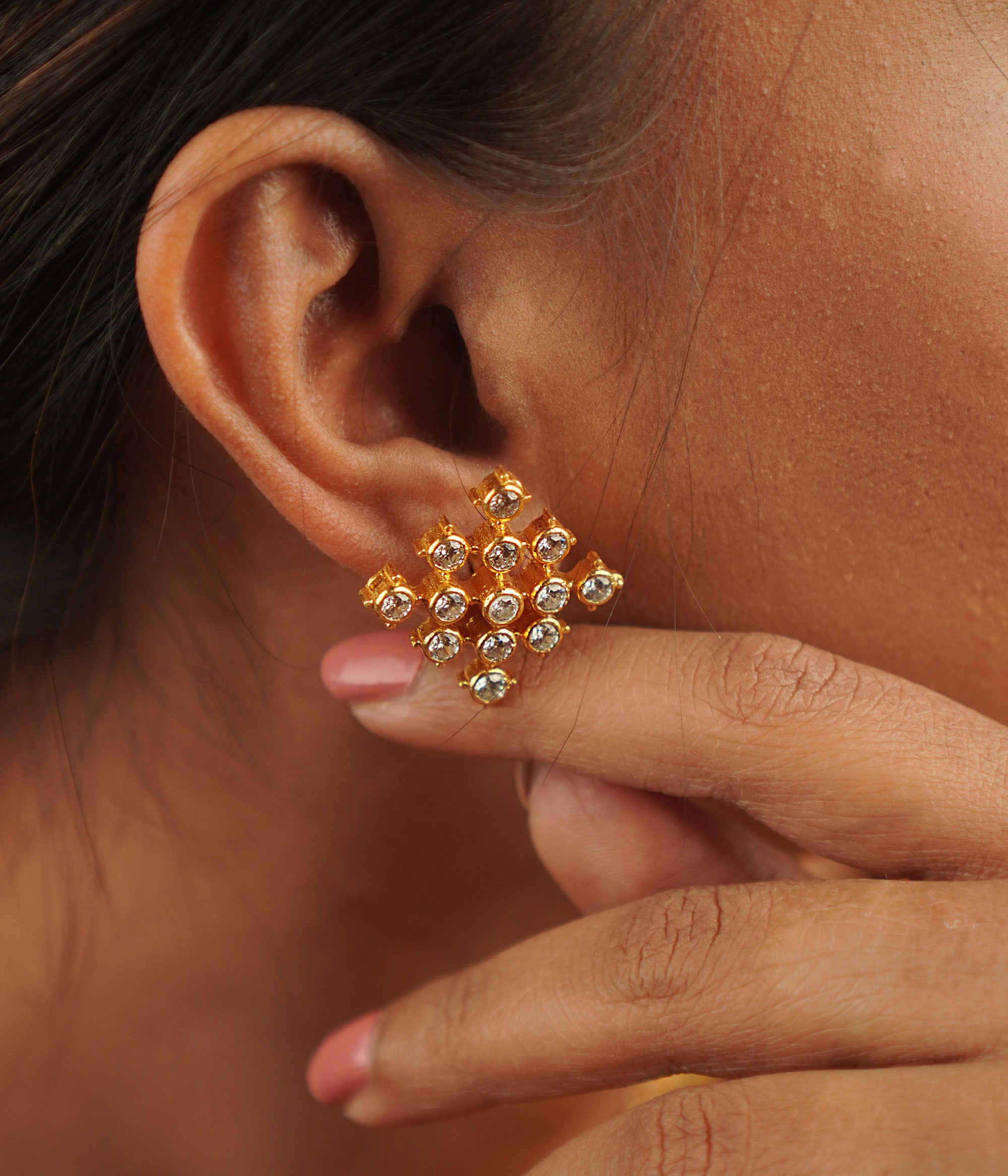 Handmade silver CZ earrings by DivasMantra in Chennai