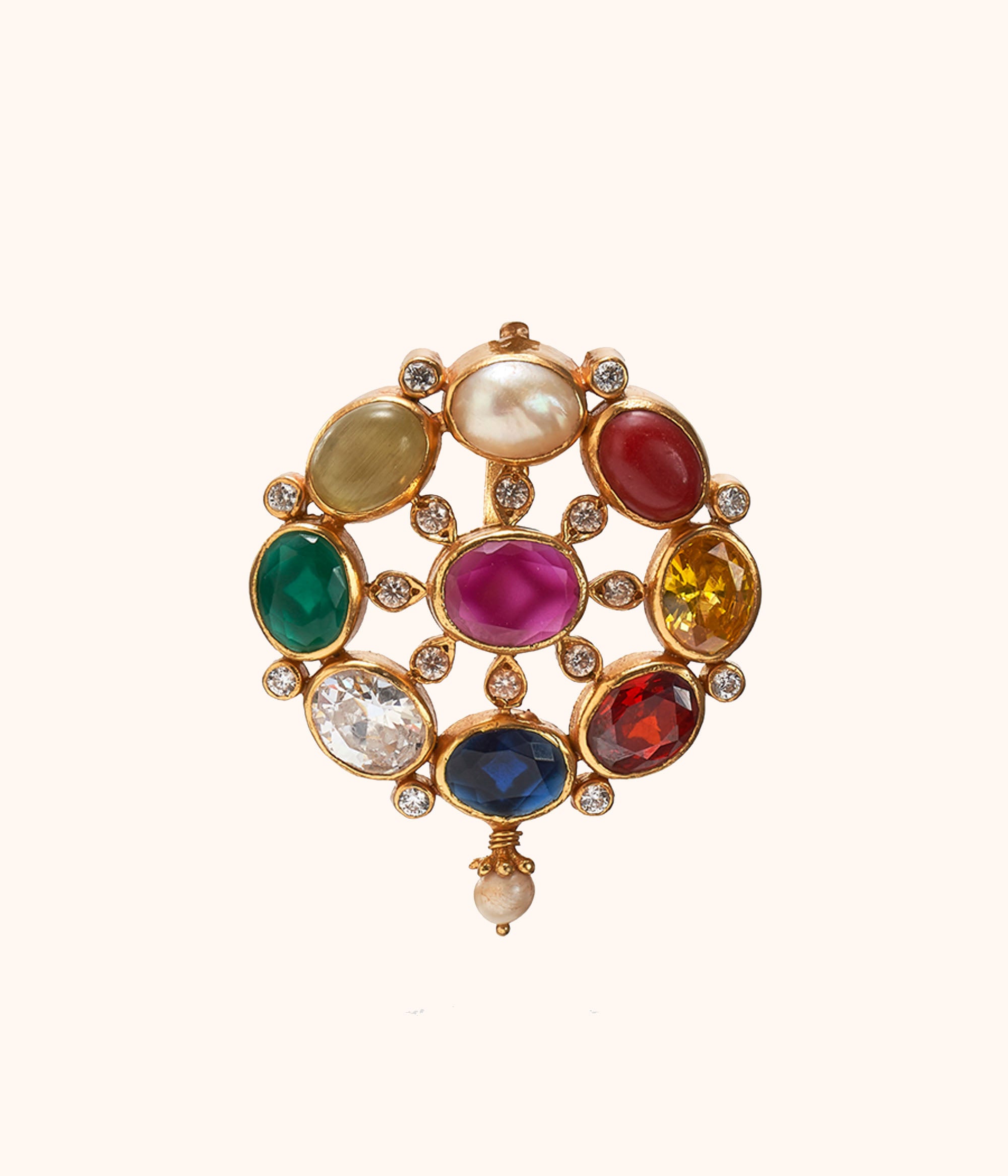 Handmade Ganavi Pendant for women with vibrant stones