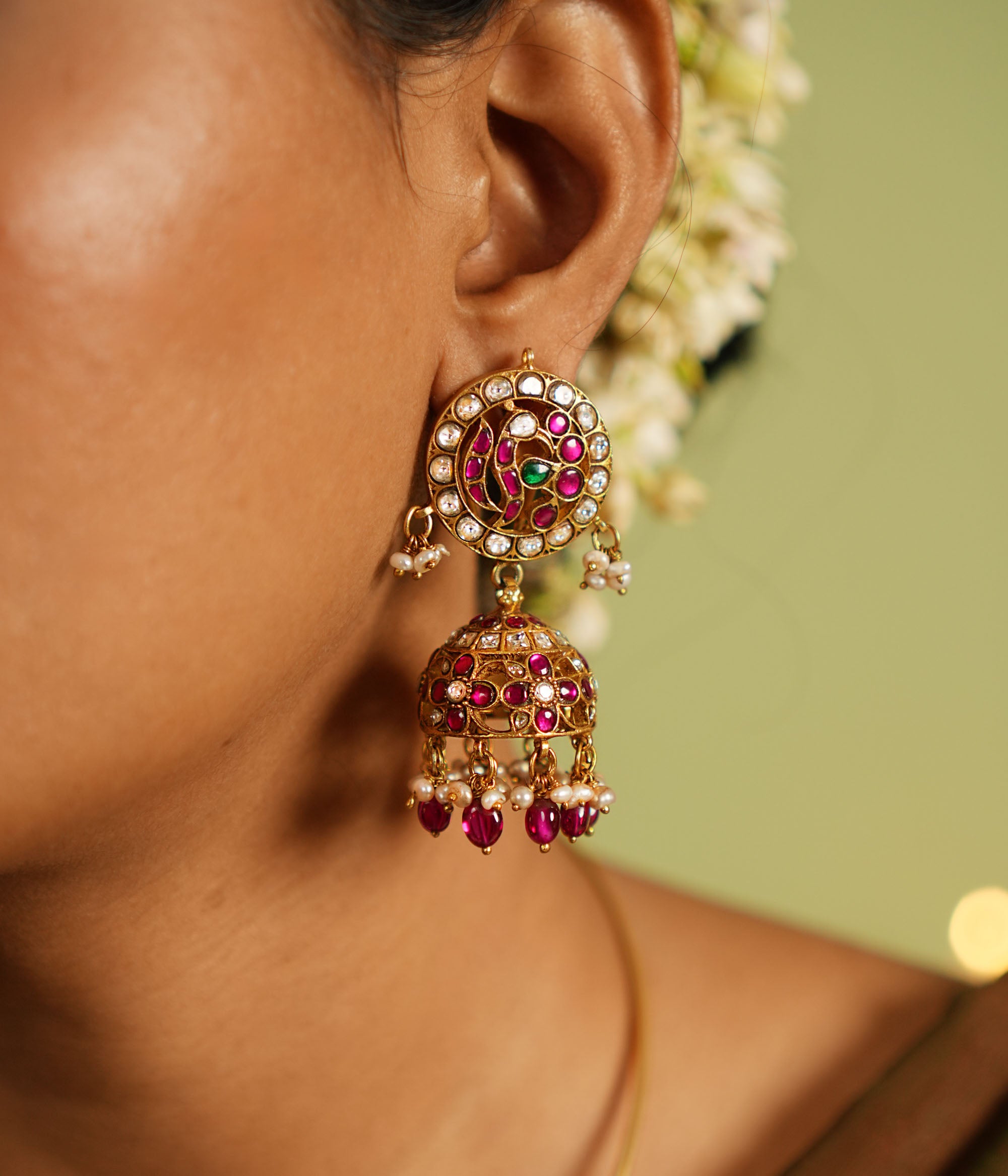 Elegant ethnic silver jhumka earrings for weddings in Chennai