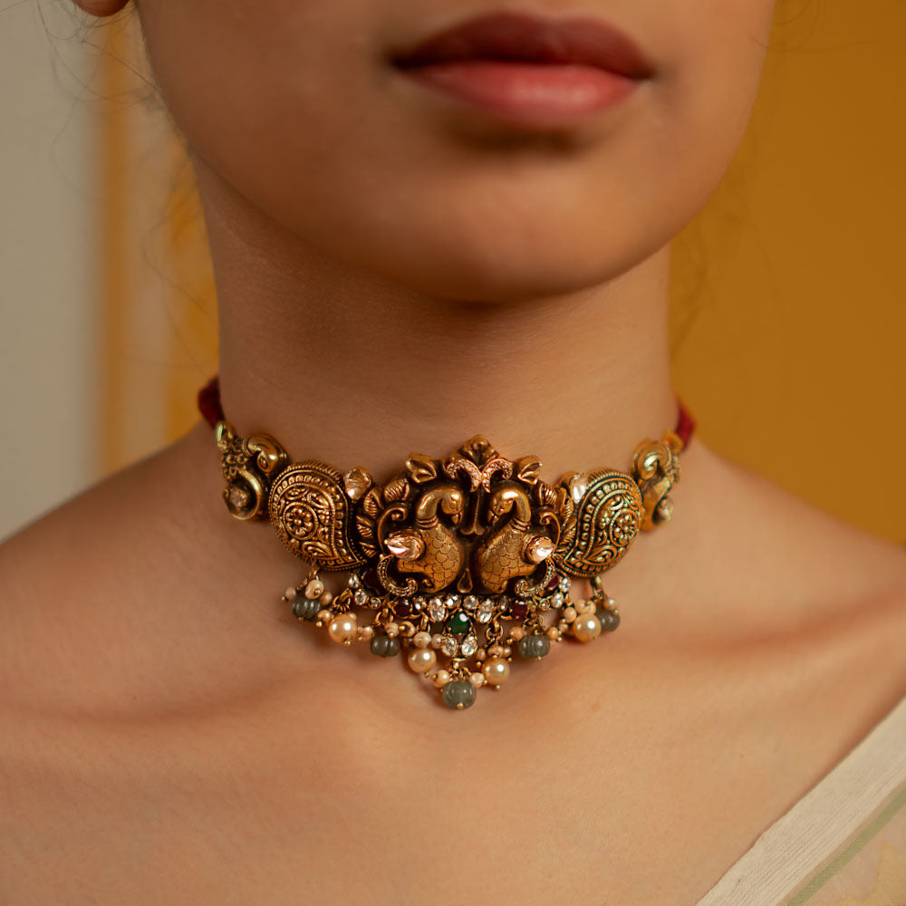 92.5 Sterling Silver Gaurangi choker Gold Plated