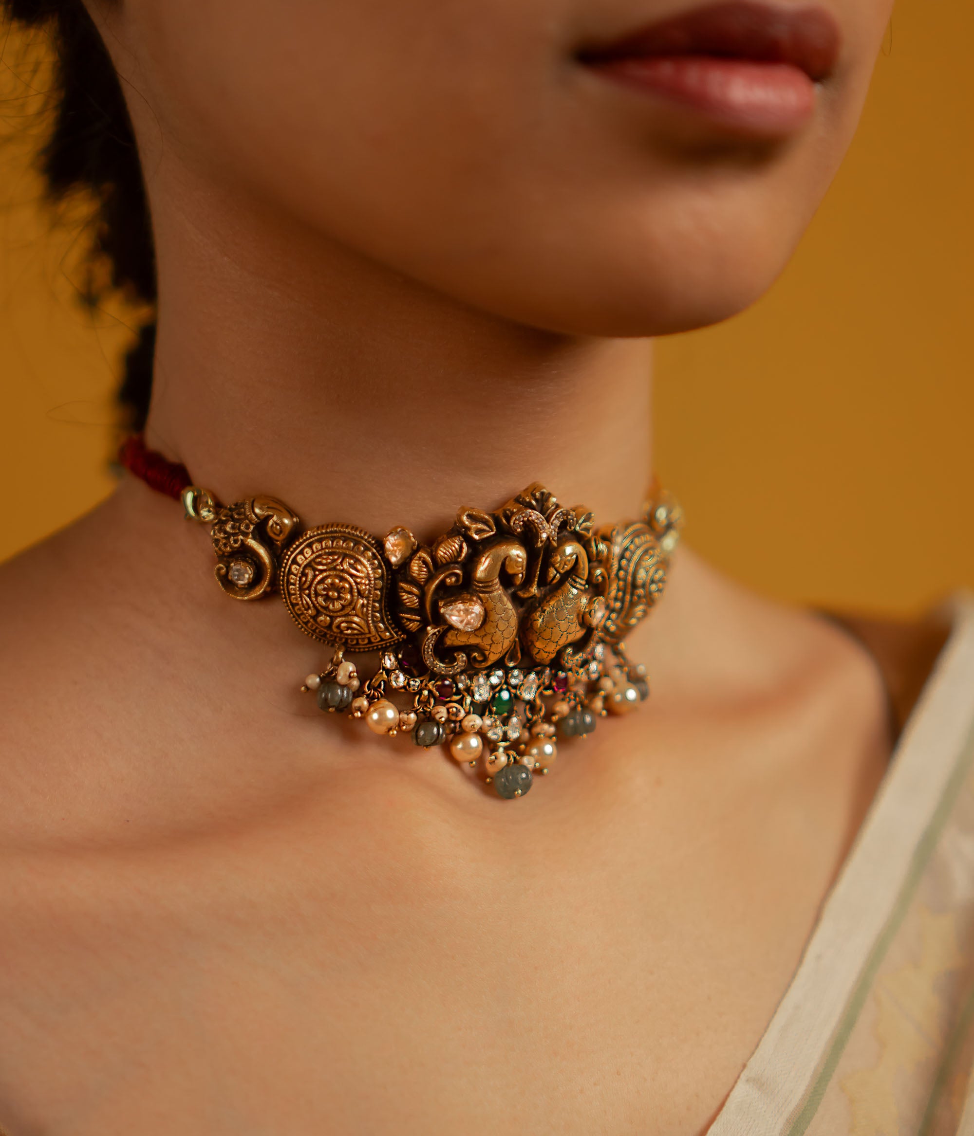 Traditional Silver Kundan Choker Necklace for Women in Chennai
