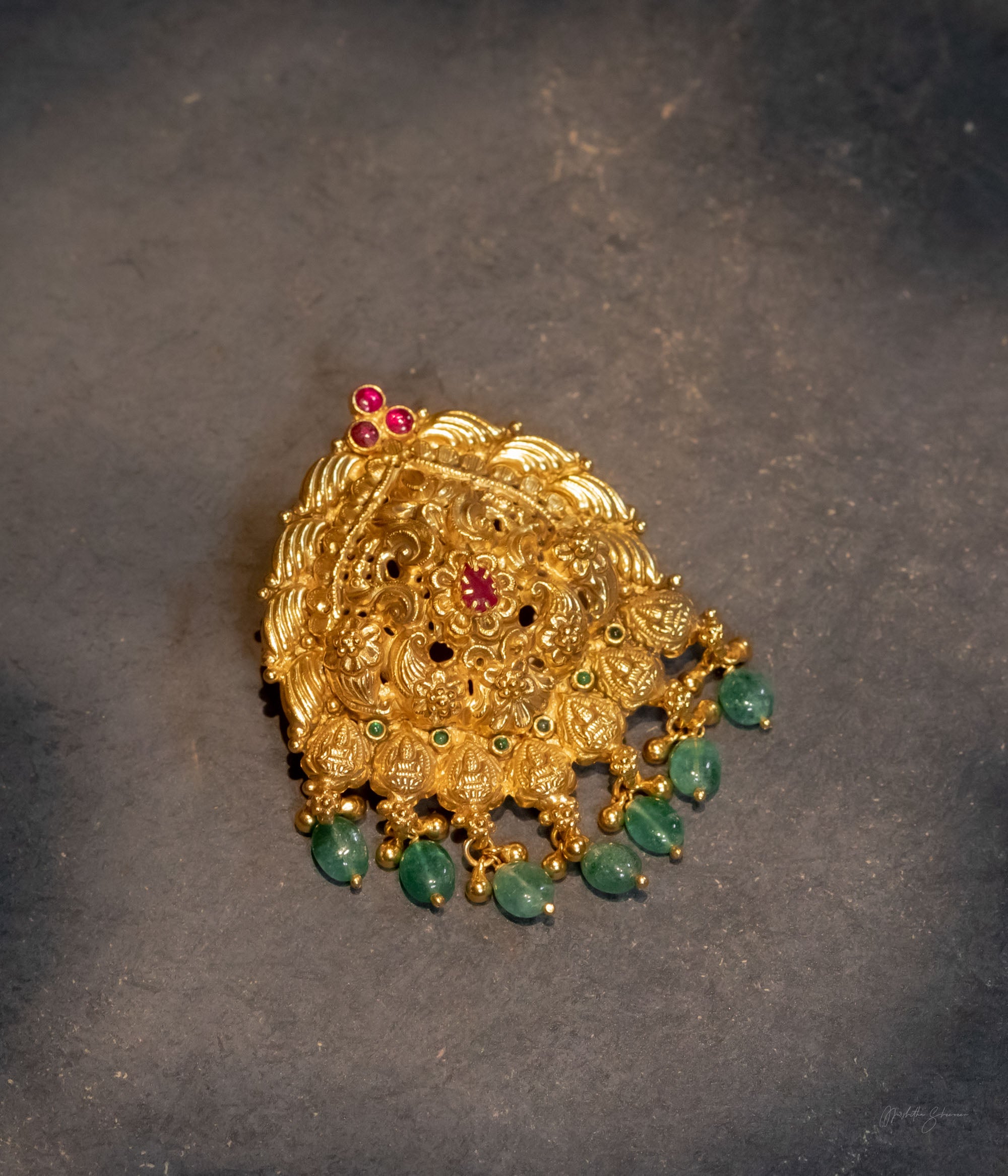 92.5 Sterling Silver Gavati Temple Pendant Gold Plated