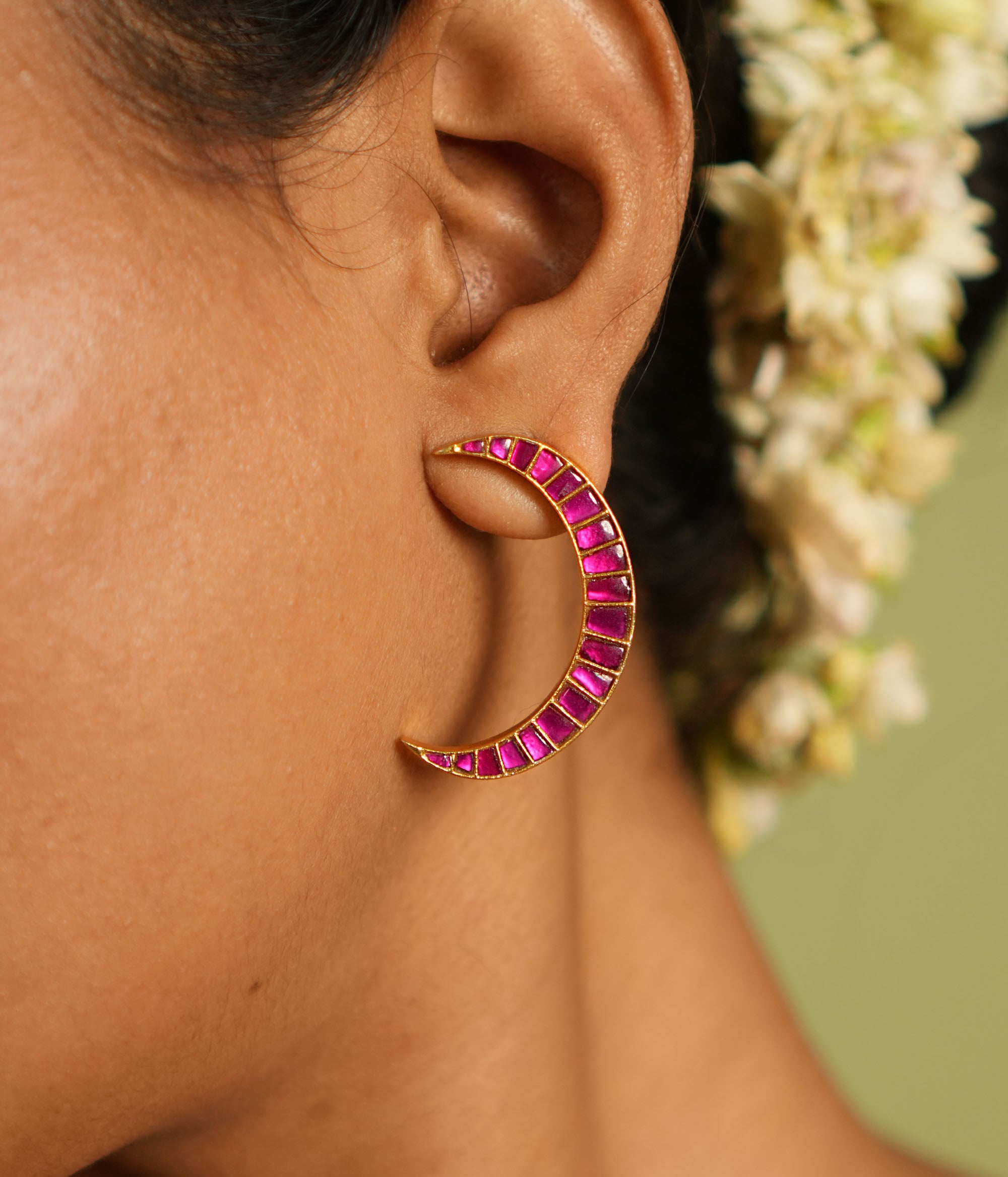 Traditional kundan silver earrings for women