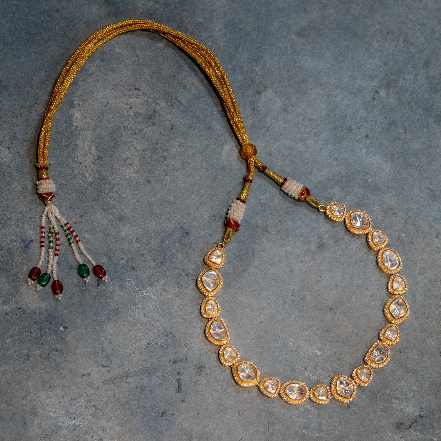 Godari Polki Necklace handcrafted in 92.5 Sterling Silver