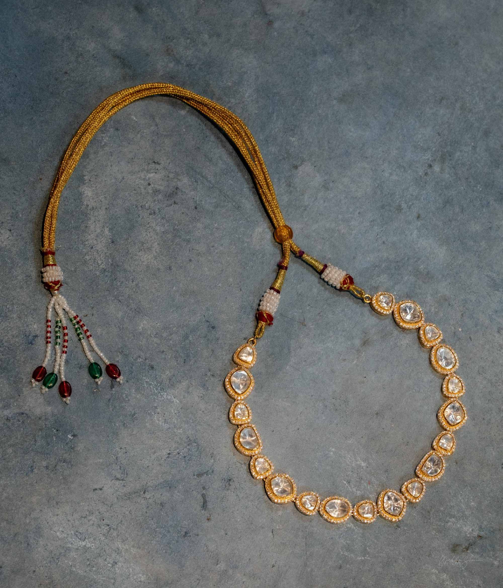 Polki and CZ stones detailed Godari Necklace in Chennai