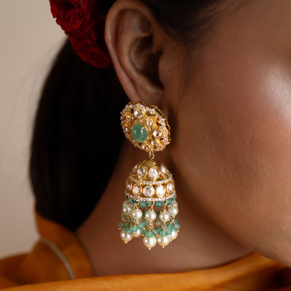 92.5 Sterling Silver Gwaliah Earrings Gold Plated