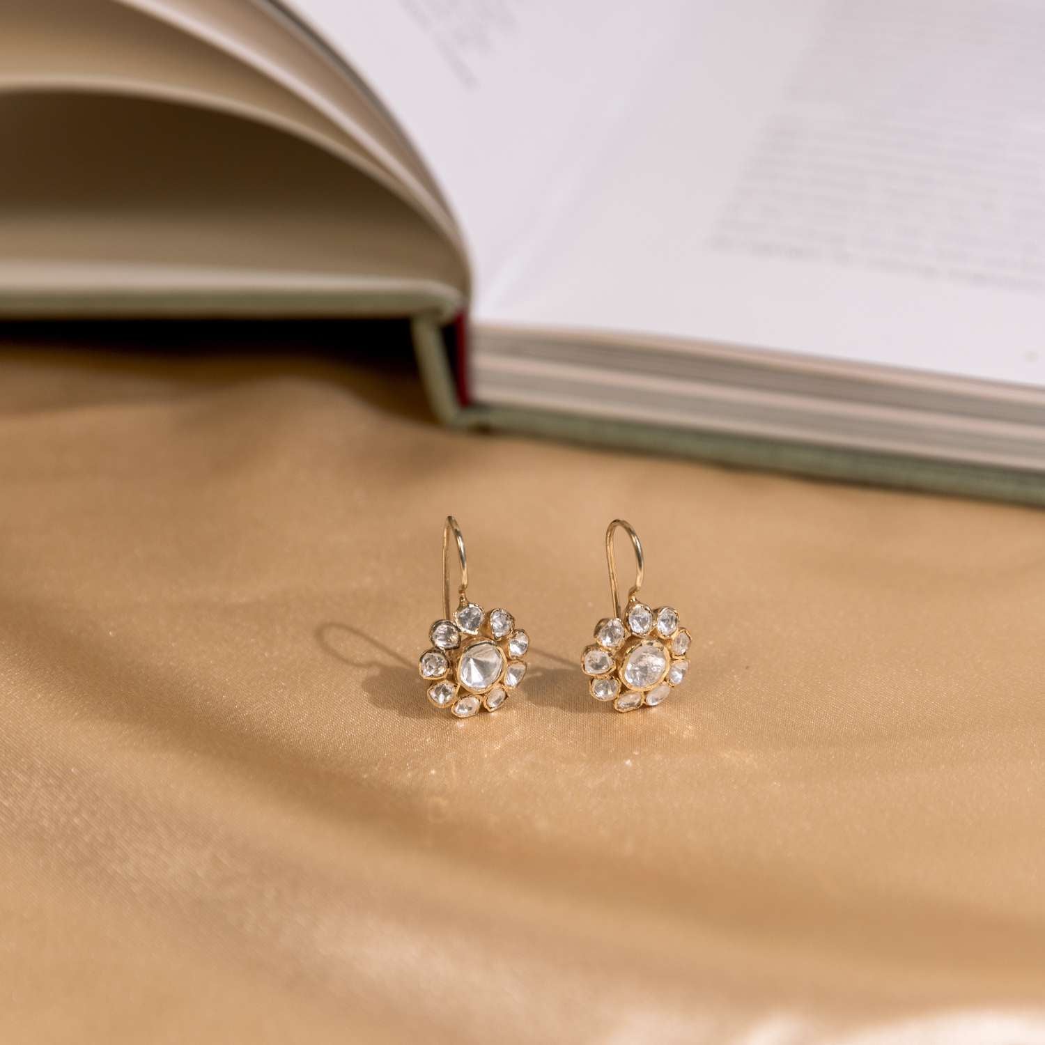 Heera Polki Earrings in 92.5 Silver with CZ Stones and Gold Plating