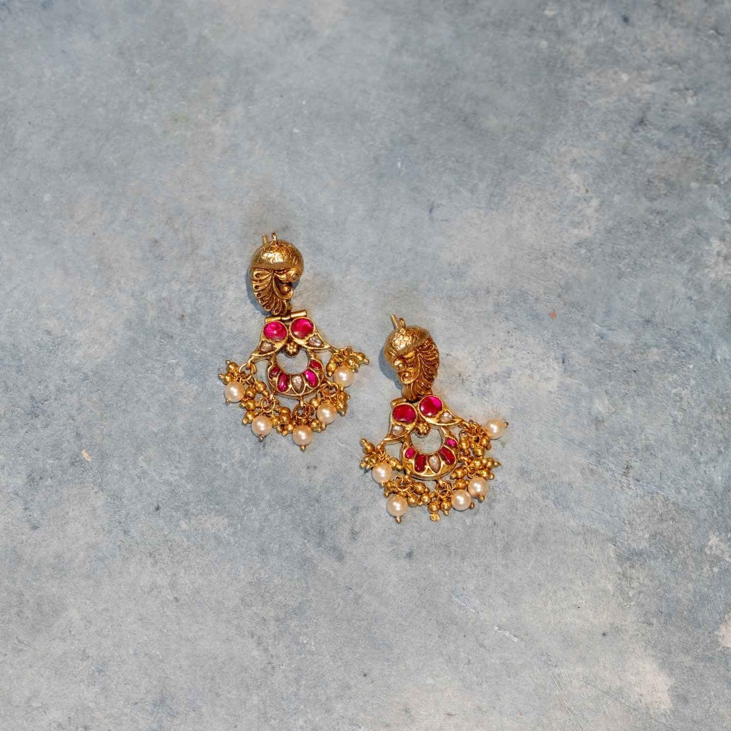 92.5 Sterling Silver Hema Kundan Earring Gold Plated