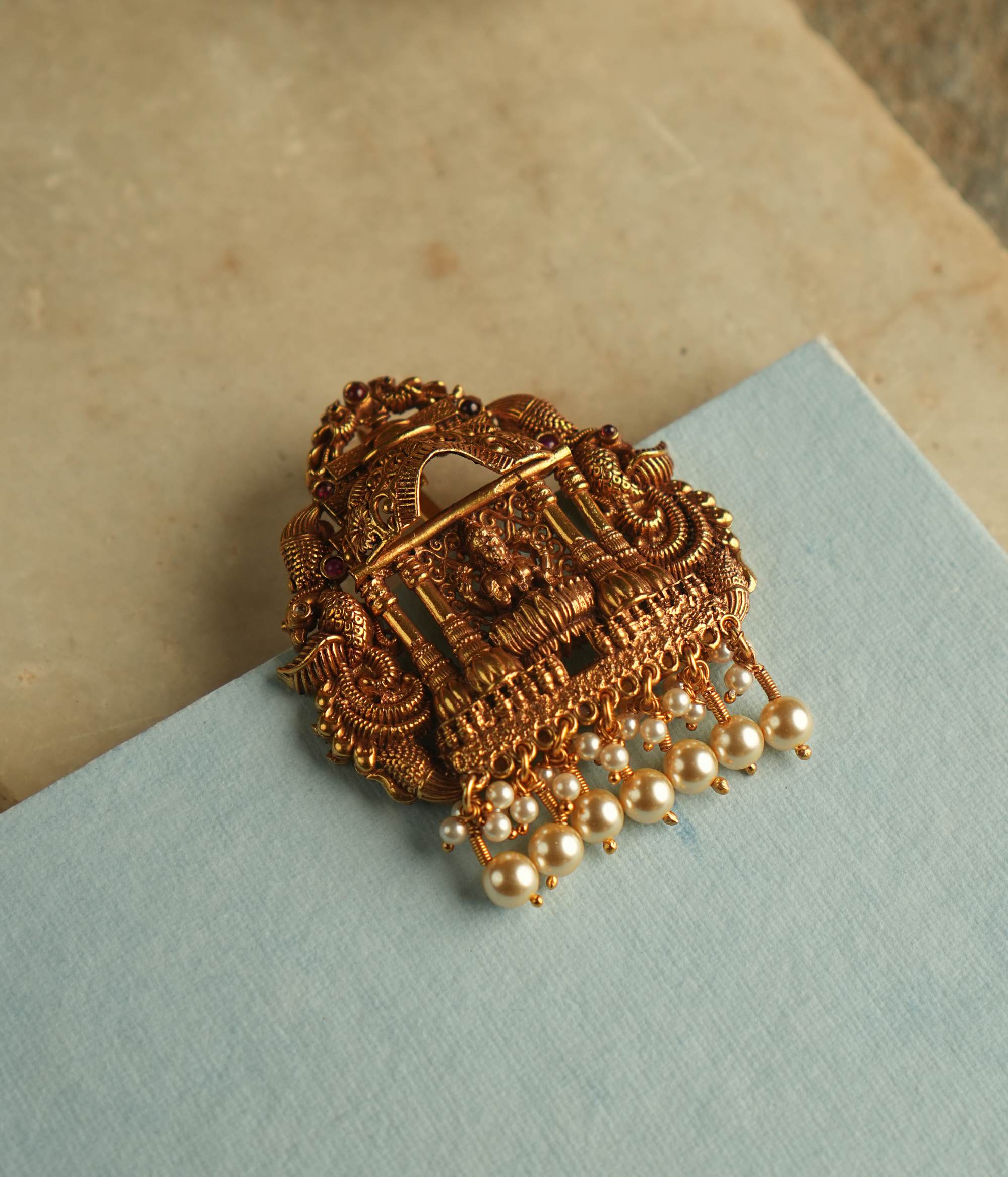 Handmade Indian Nakshi pendant in 92.5 silver for weddings and special occasions