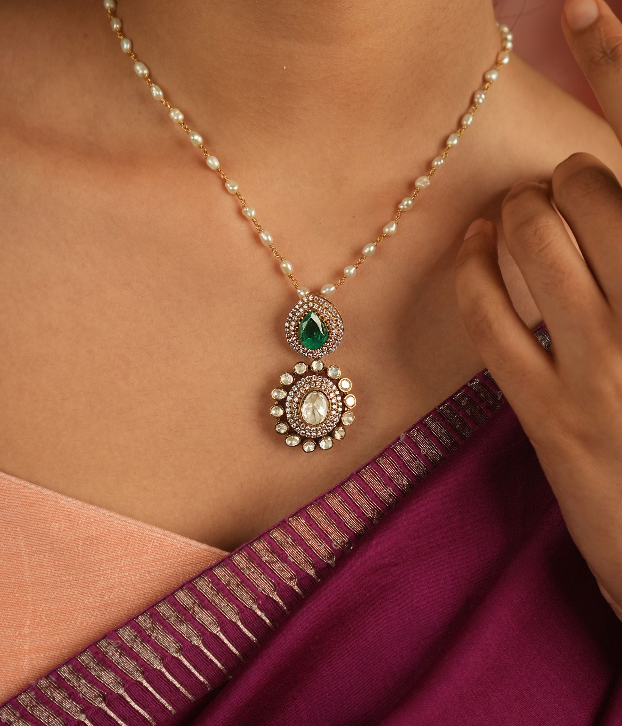 Classic Hrishita silver pendant highlighting traditional Indian craftsmanship