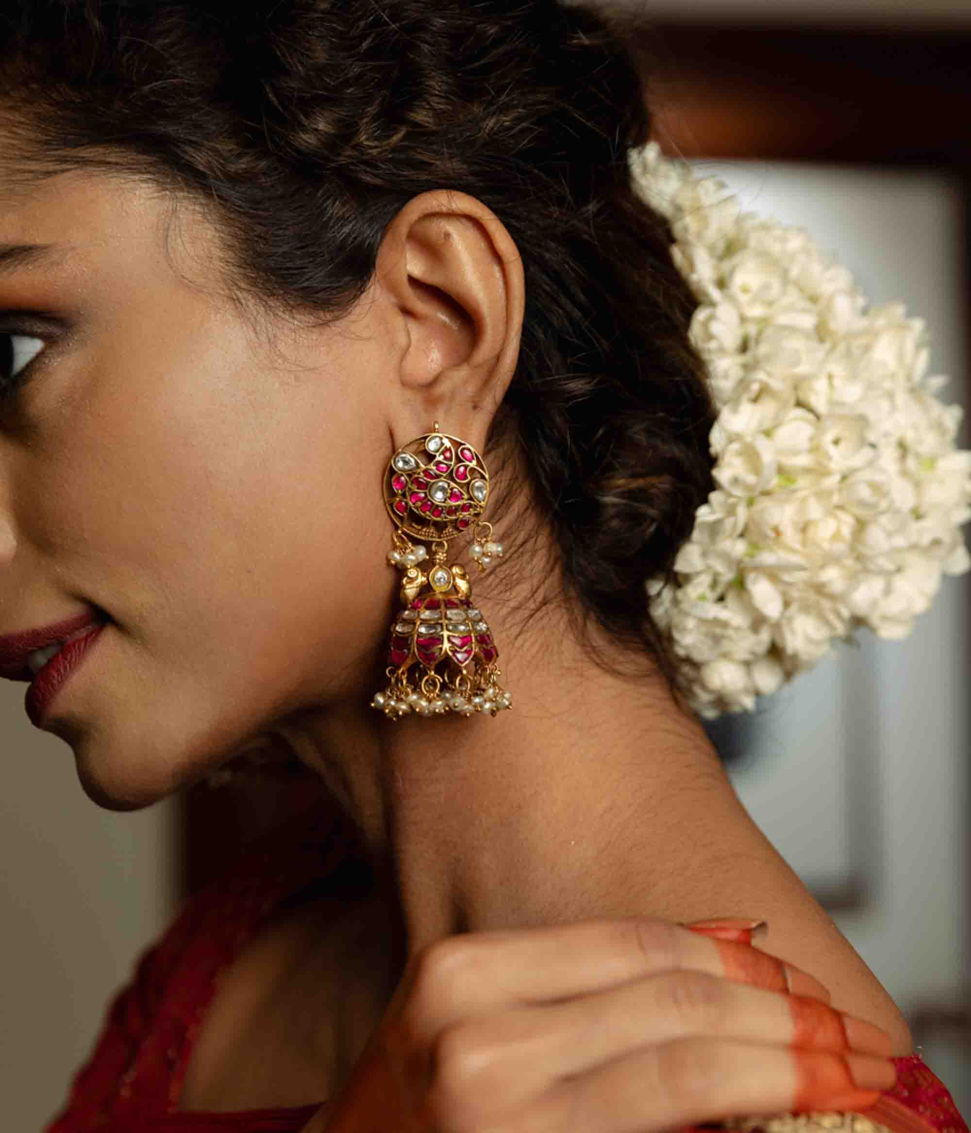 Mayura Exquisite Peacock Kundan Jhumka