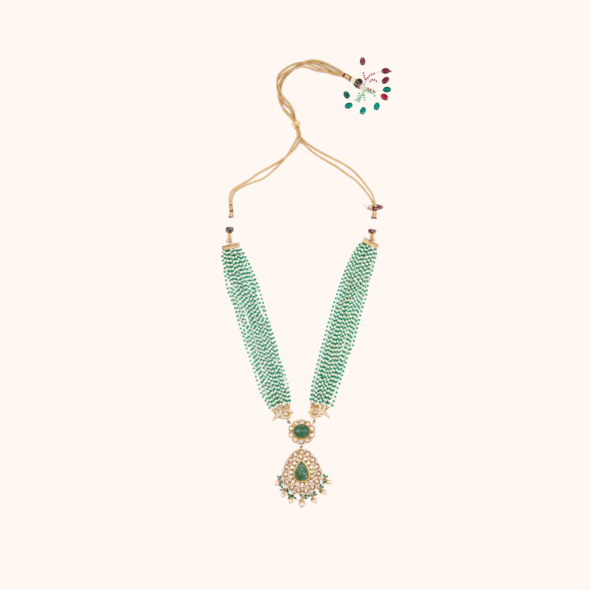 Ijya Victorian Necklace in 92.5 Silver with Pearls and Polki Stones