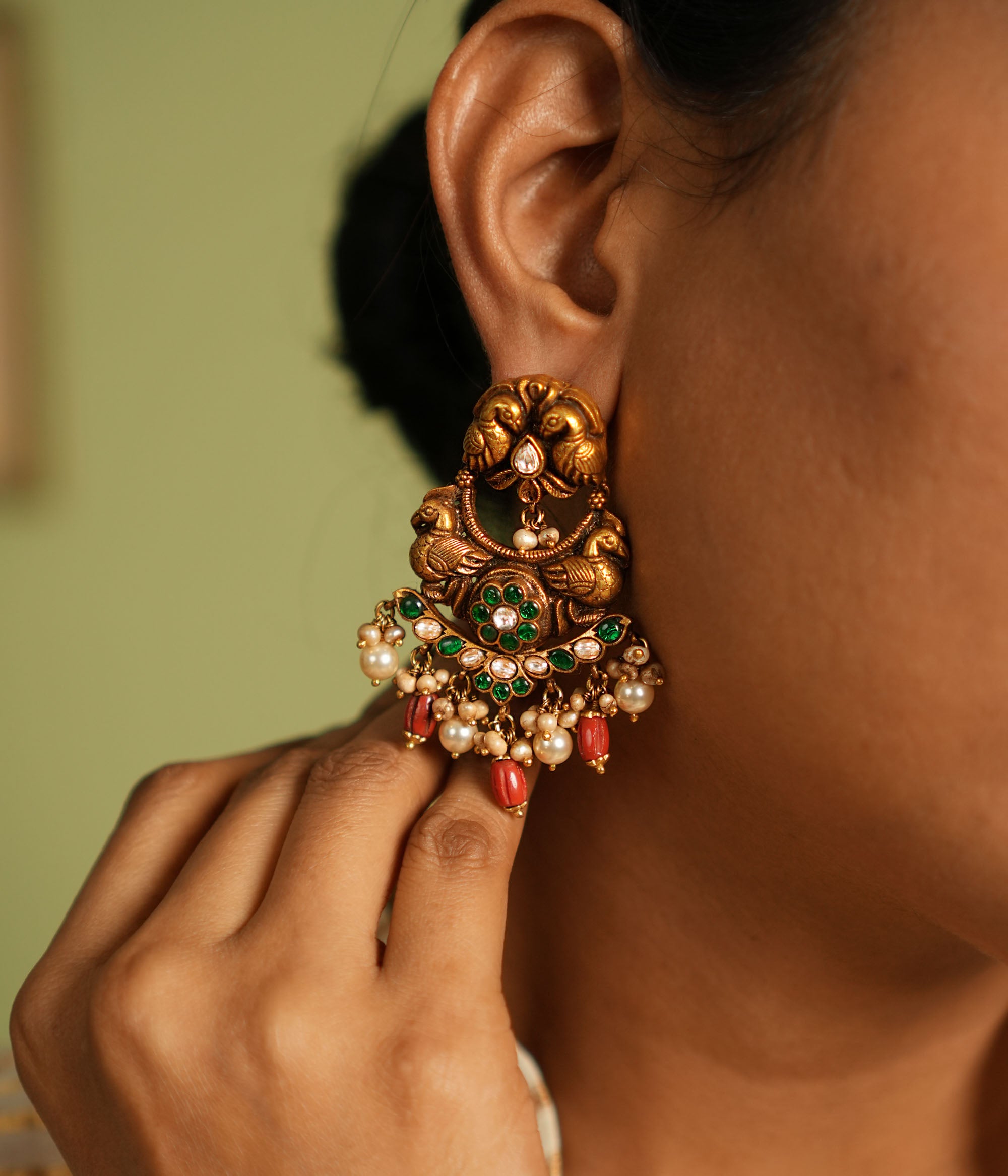 Inbavalli screw-type 92.5 silver earrings