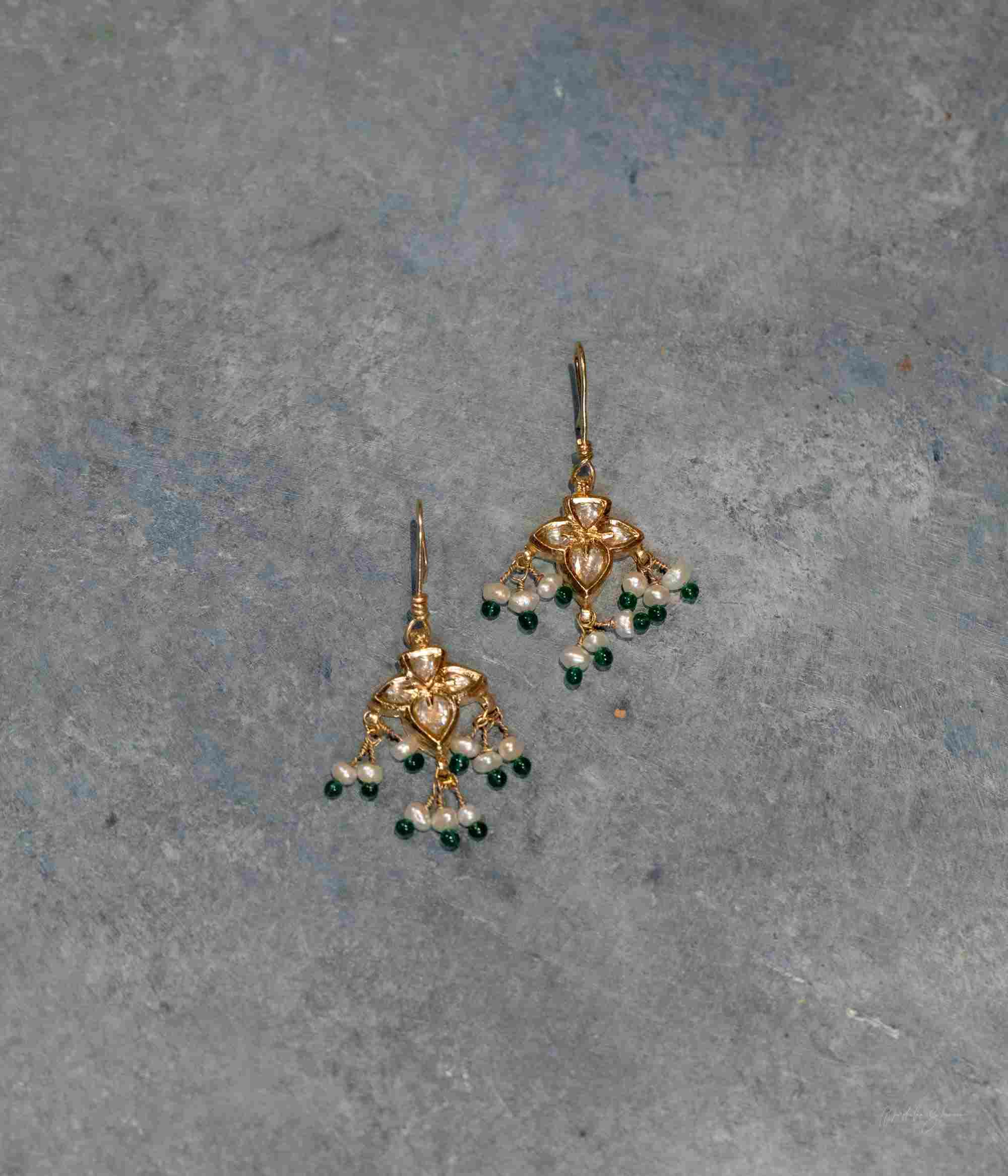 DivasMantra handcrafted silver earrings with sapphires and pearls