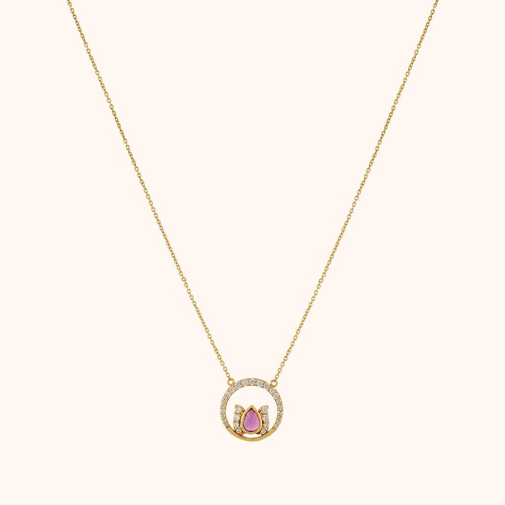 92.5 Sterling Silver Ishya Stone Necklace Gold Plated
