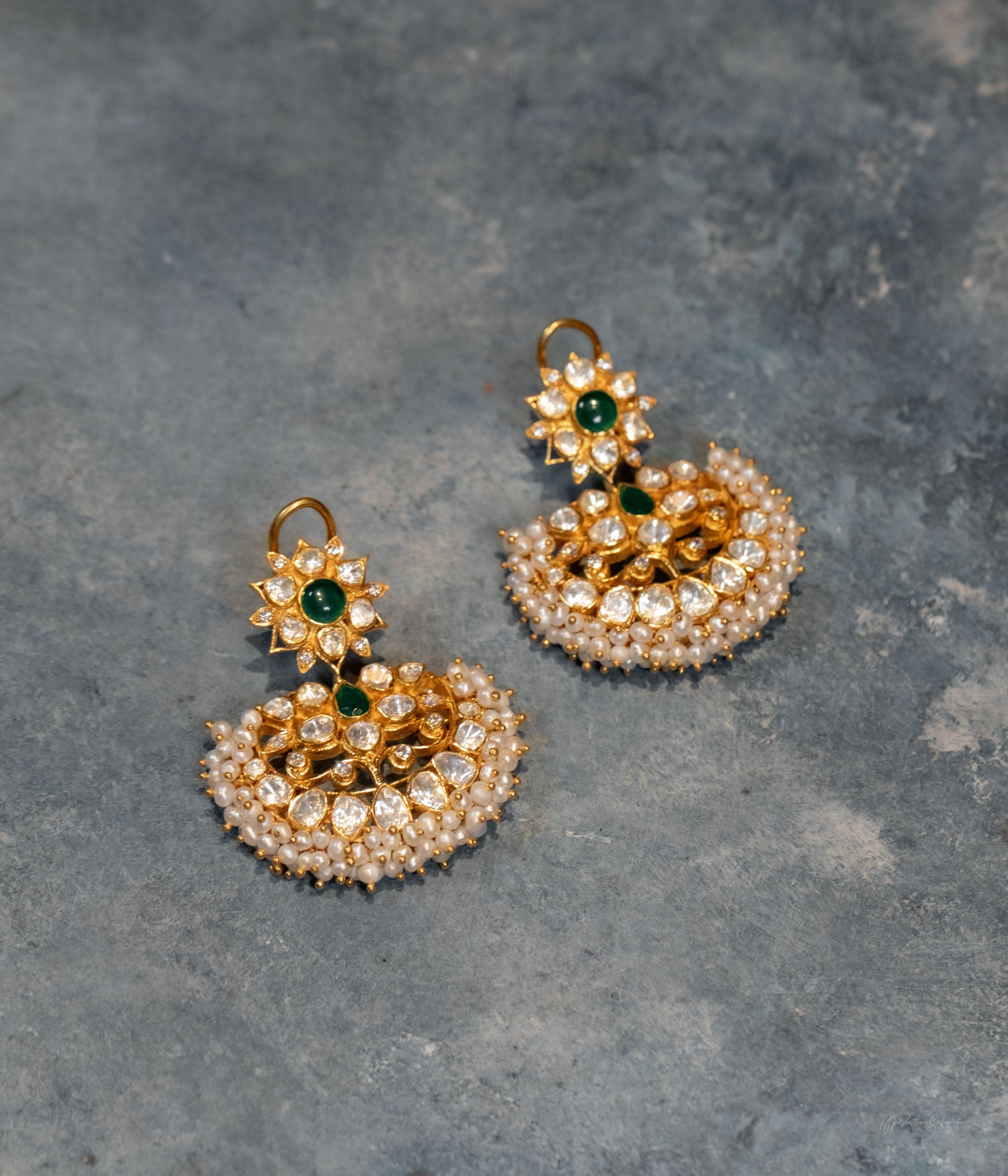 Elegant Jana Polki Earrings Silver Jewelry Handmade in Chennai