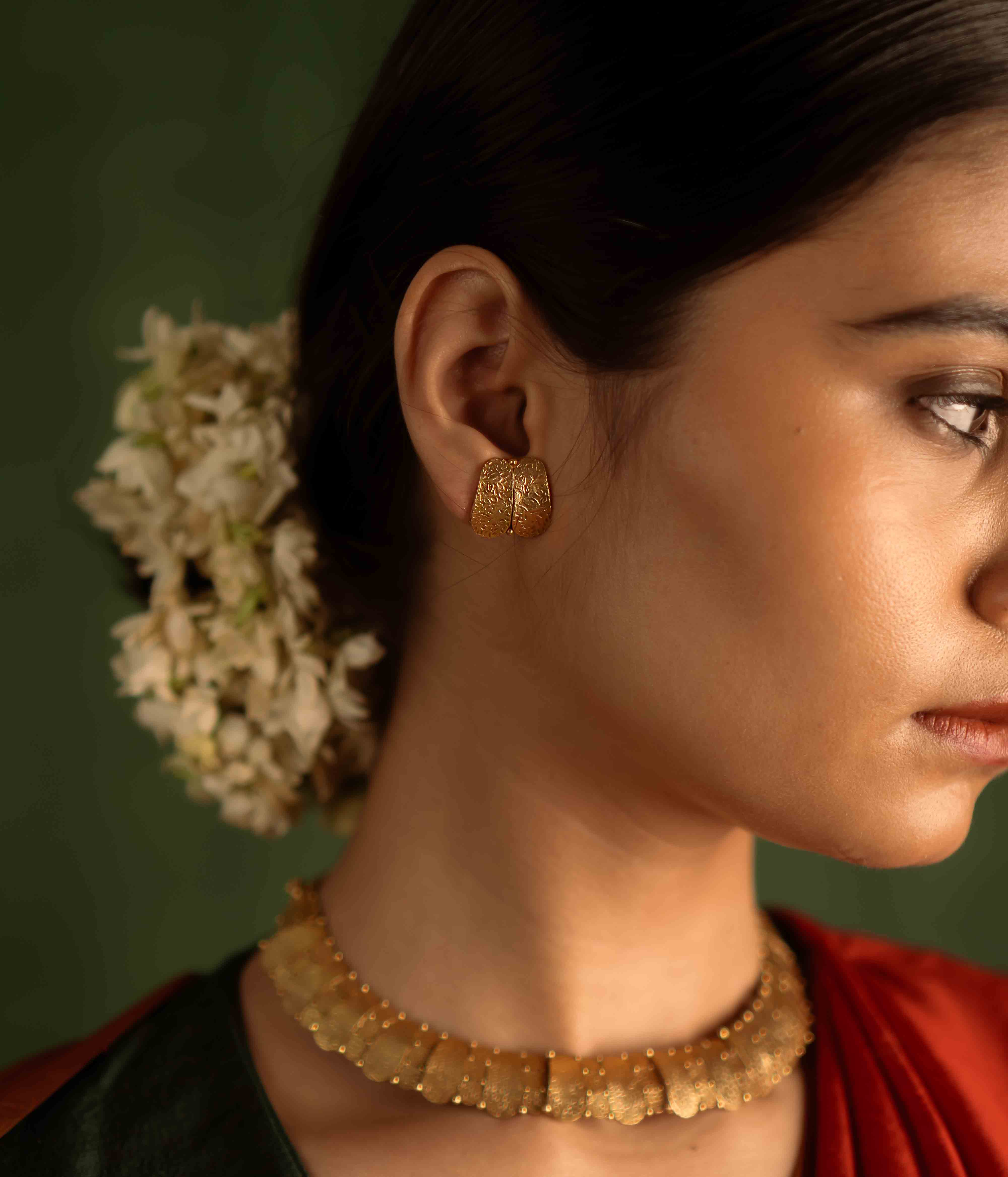 Handcrafted silver earrings 92.5 gold plated Jasmira design in Chennai