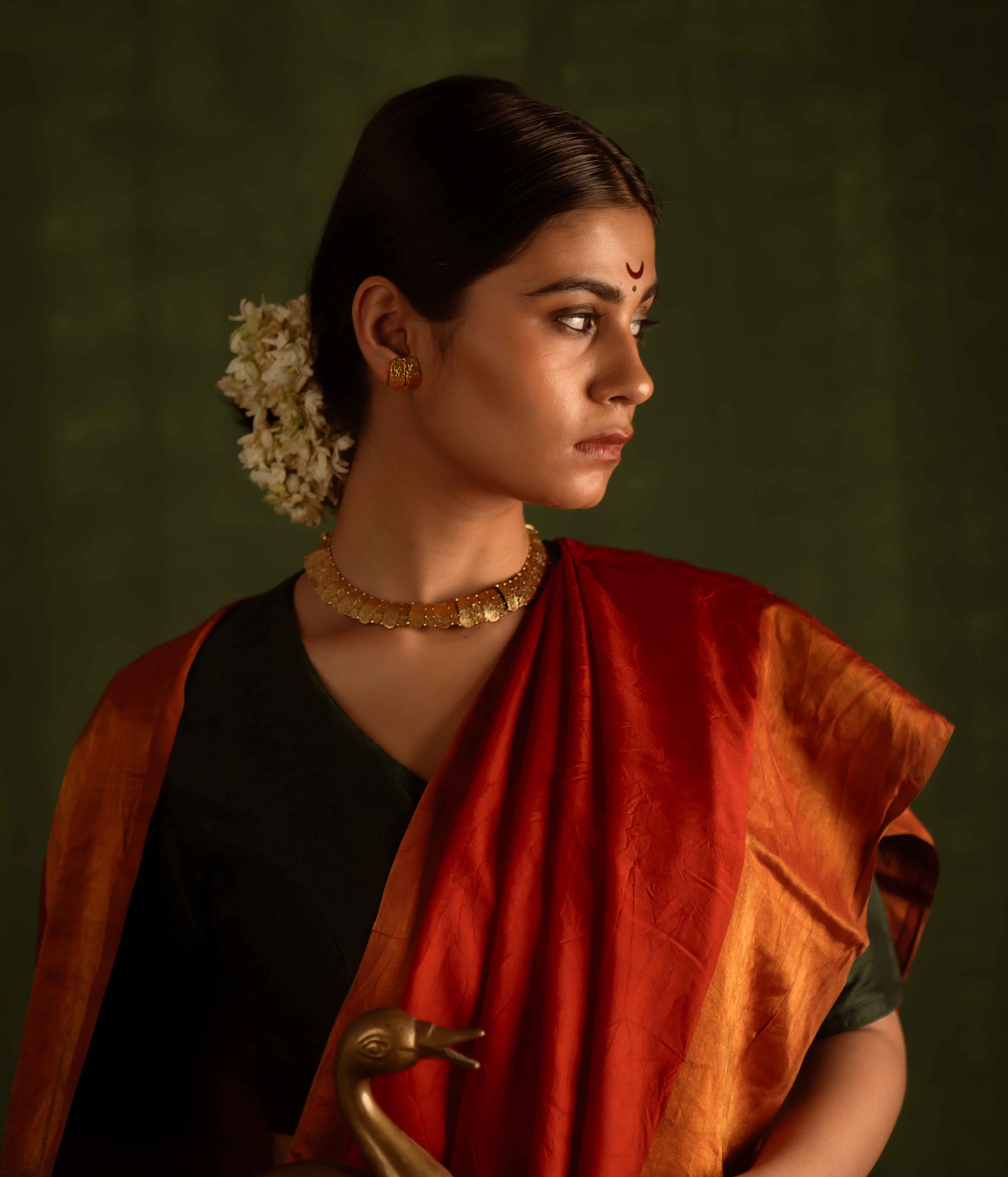 Timeless tradition reimagined. Jaswand necklace: Gold-plated silver with intricate craftsmanship, celebrating heritage and perfect for the modern bride.