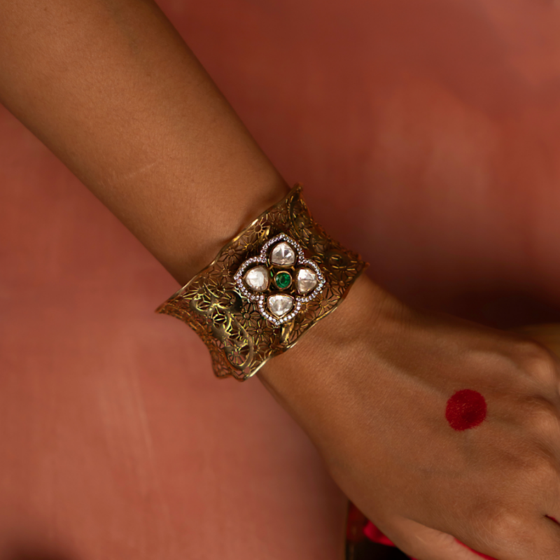 Jordyn Bracelet in 92.5 Sterling Silver with Moissanite Polki Stones