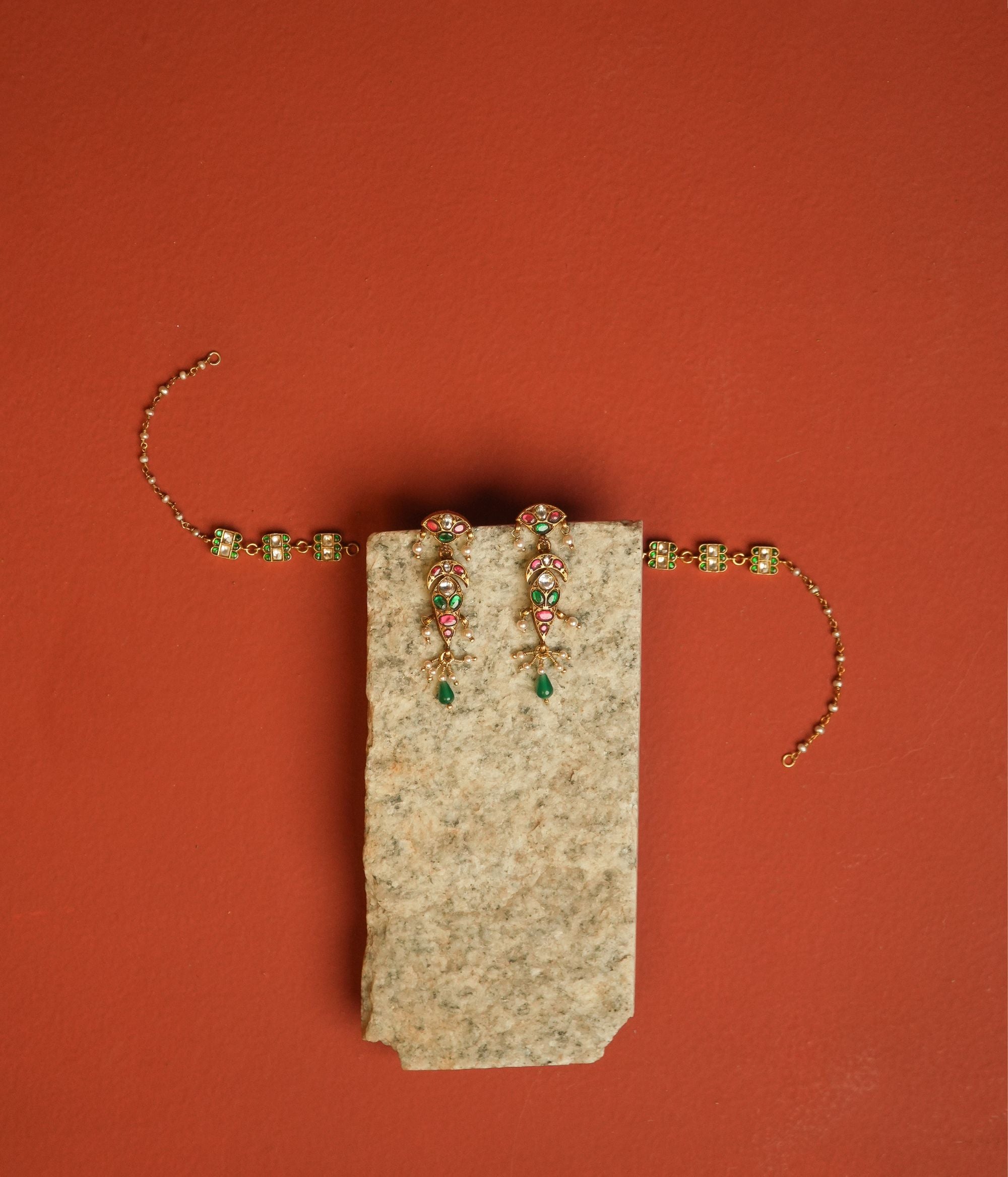 Emerald Bloom Ear Chain