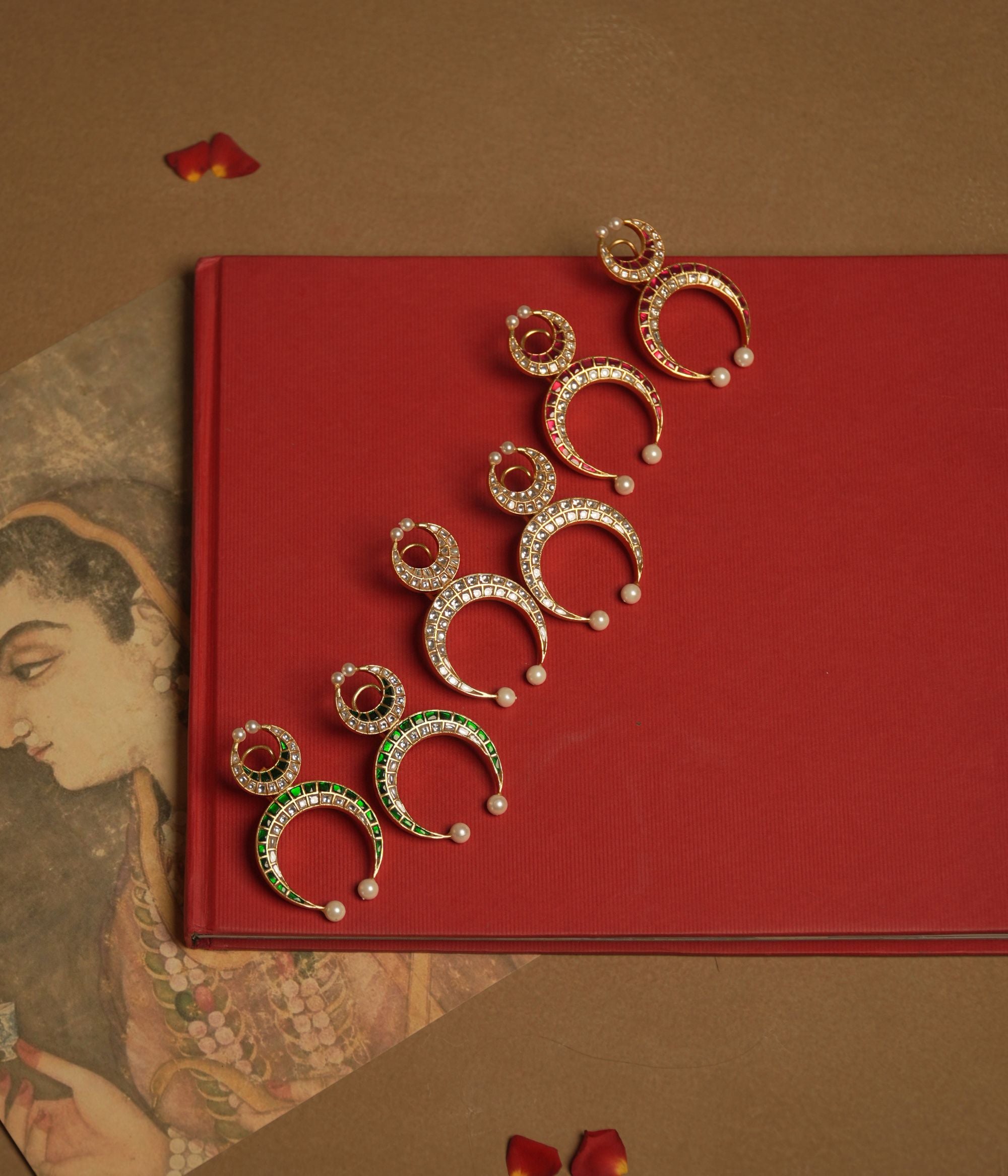 Dina Earrings (Red) - fantasy jewelry with elegance and charm, perfect for royal and magical moments.