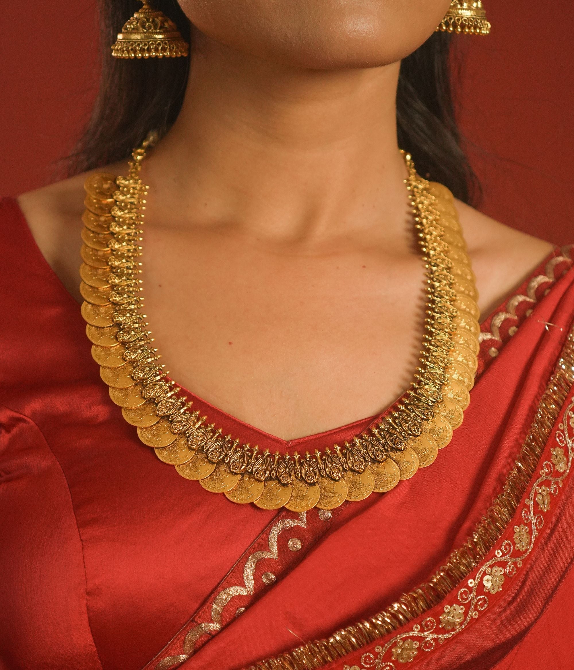 Handcrafted Kalyani Kasumala Necklace silver jewelry with traditional Kasu coin design