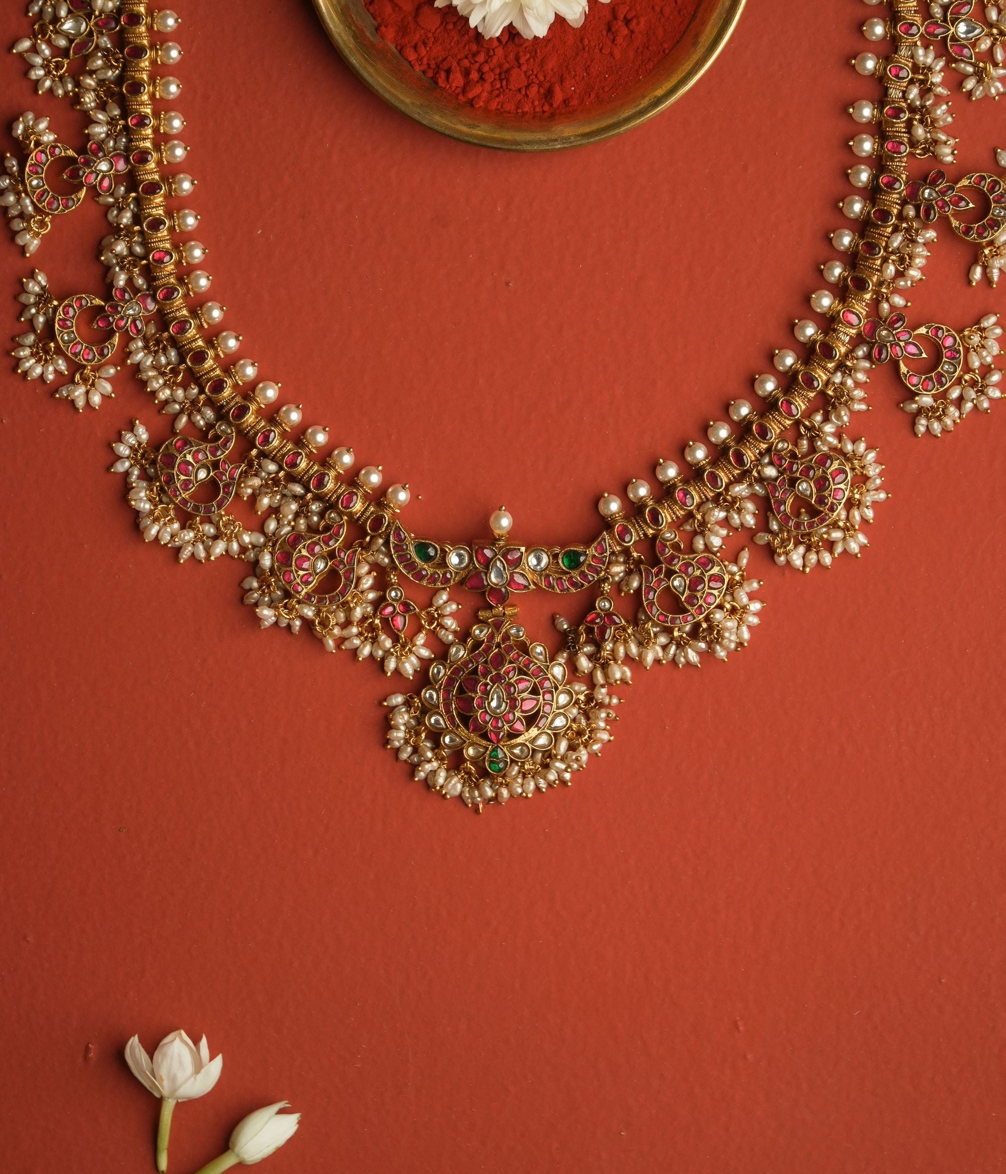 Rajnavi kundan necklace, 925 silver