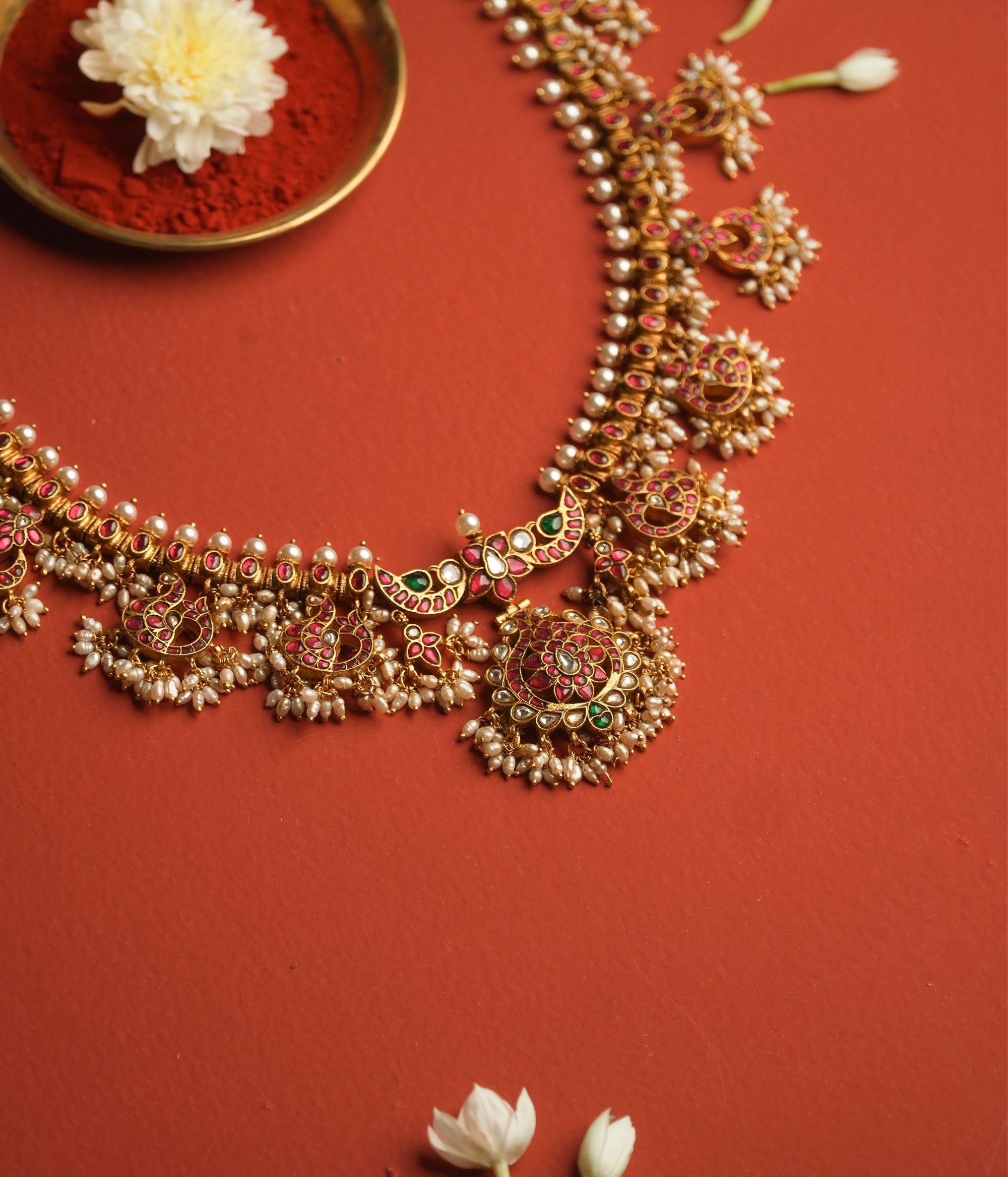 Rajnavi kundan necklace, 925 silver