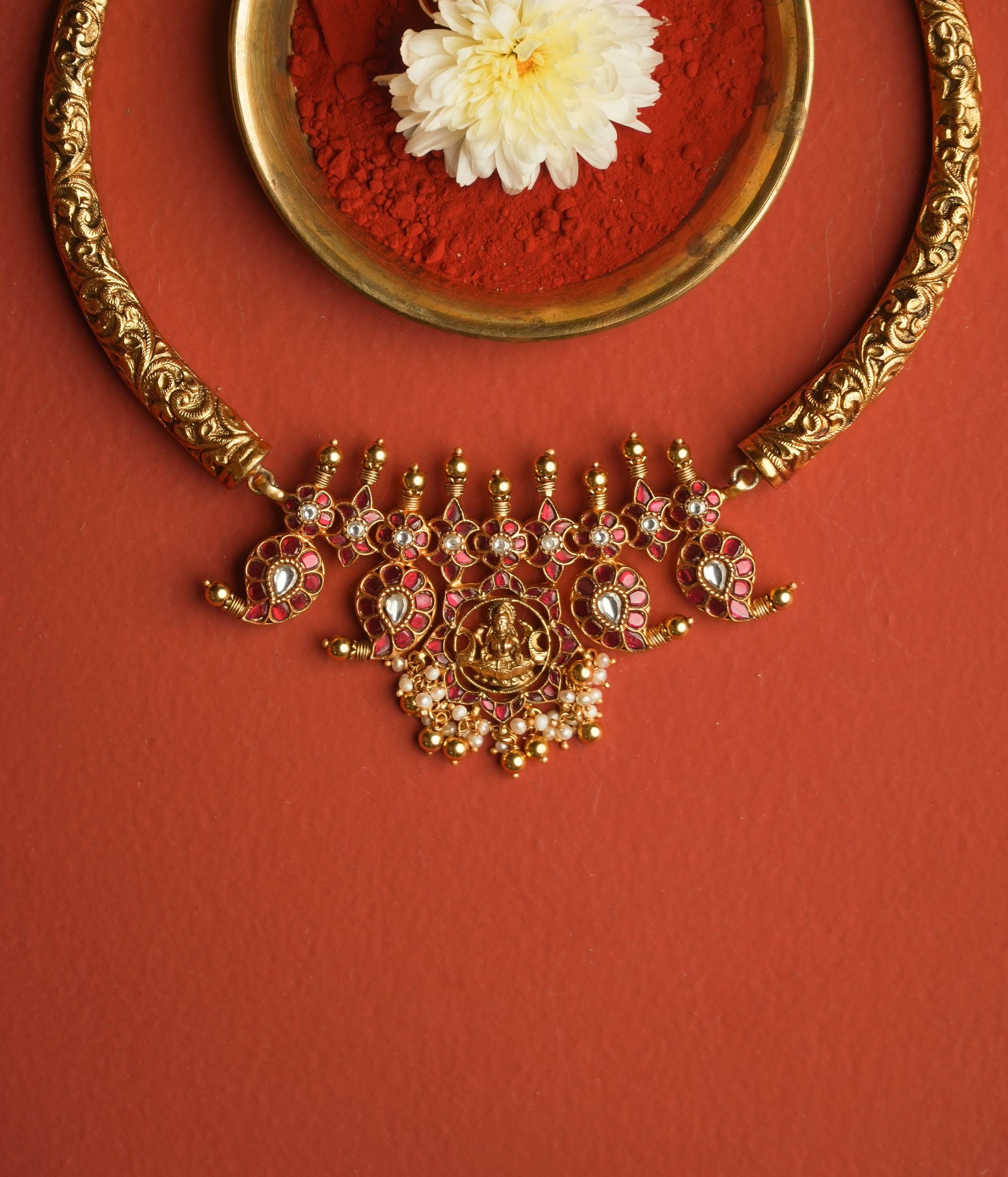 Bridal Ipsita temple necklace gold plated silver jewelry