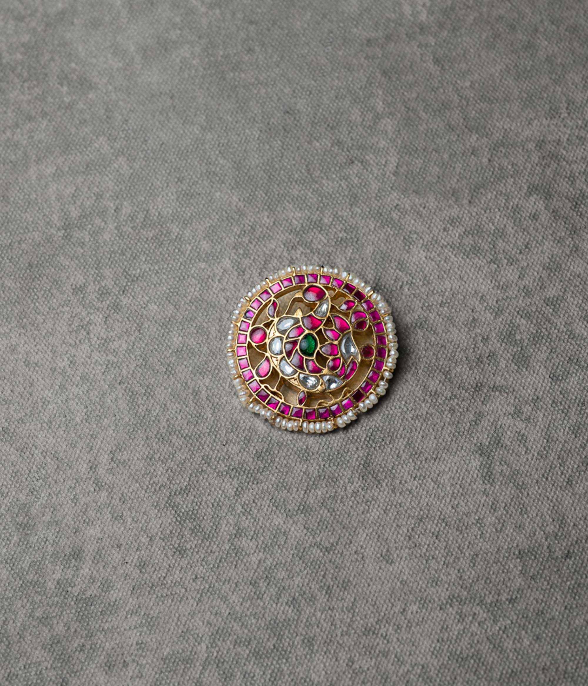 Handcrafted Kaisha Pendant with multicolor Kundan stones and single hook