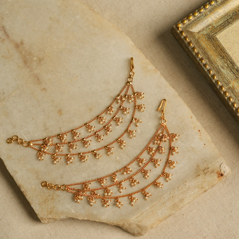 Kalapi EarChain in 92.5 Sterling Silver with Pearls