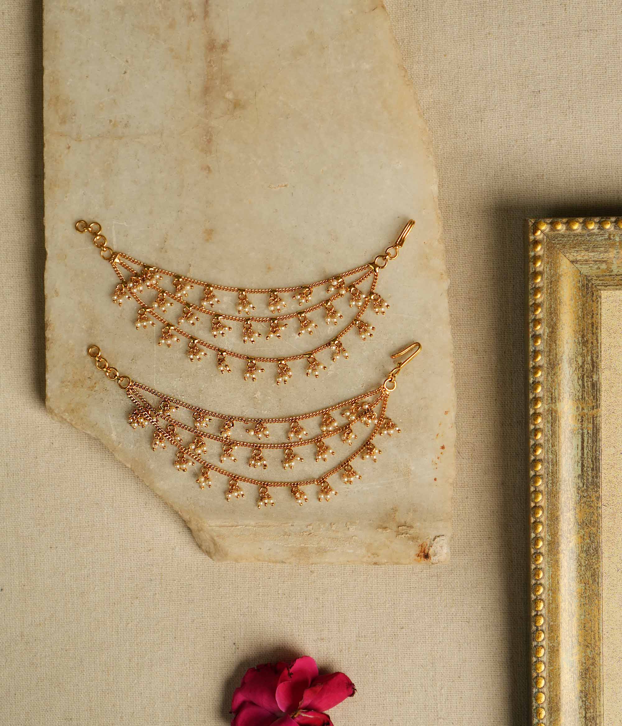 Handmade Kalapi Pearl EarChain from DivasMantra