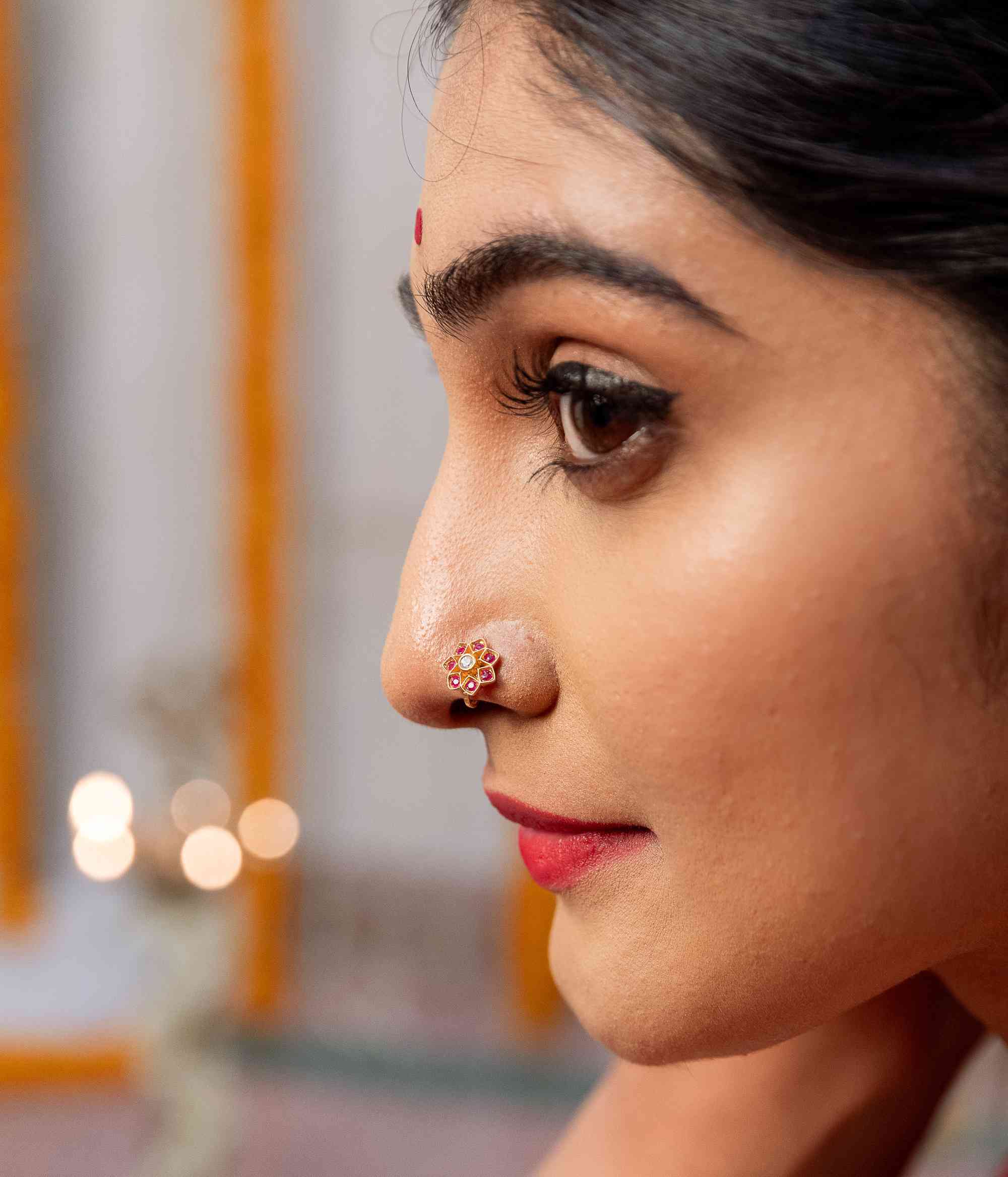 Handmade Silver Nosepin with Kundan Stones